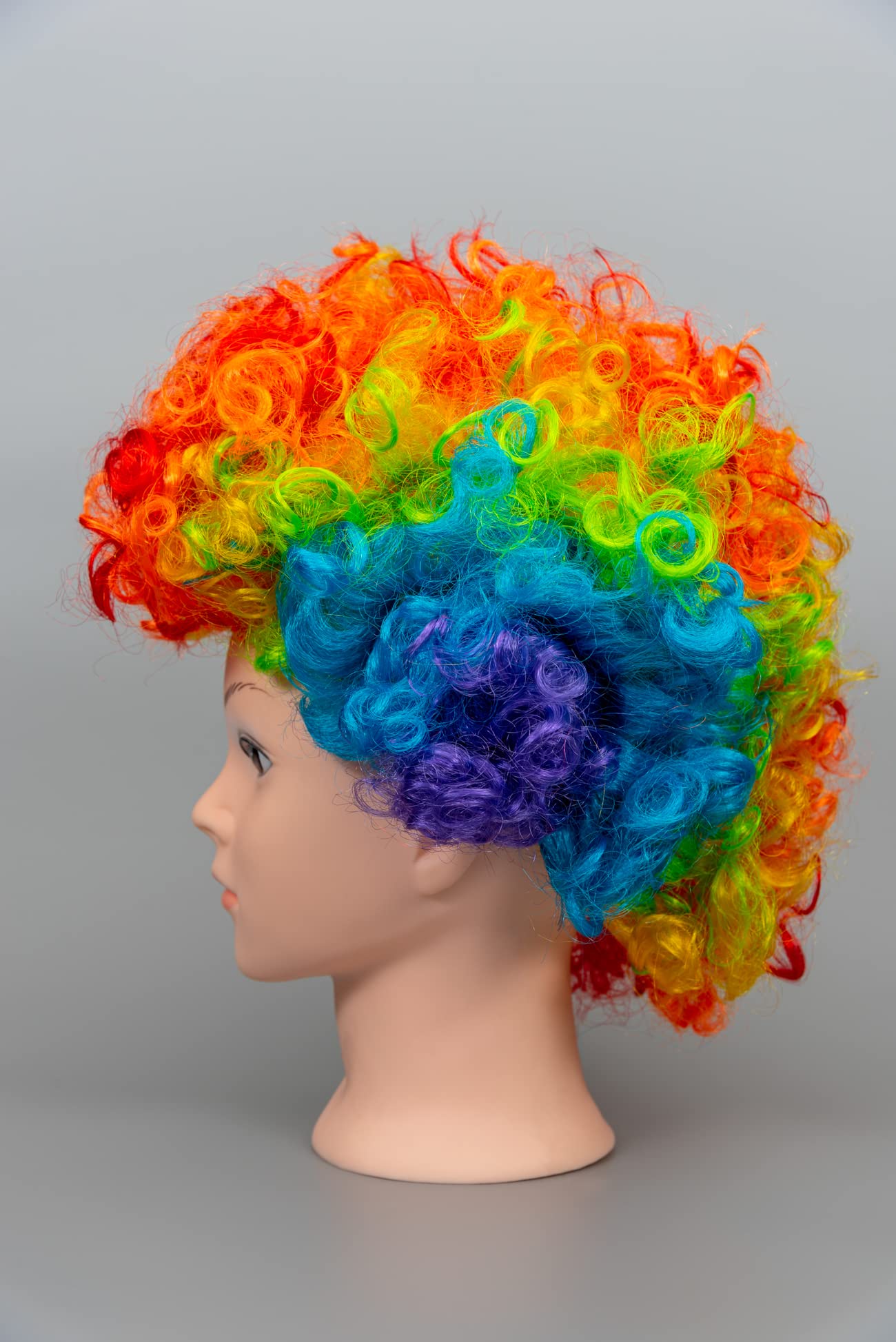 SHATCHI Rainbow Afro Wig Curly Bouncy Hair for Fancy Dress Party Costume Disco 60s 70s 80s Theme Unisex 4