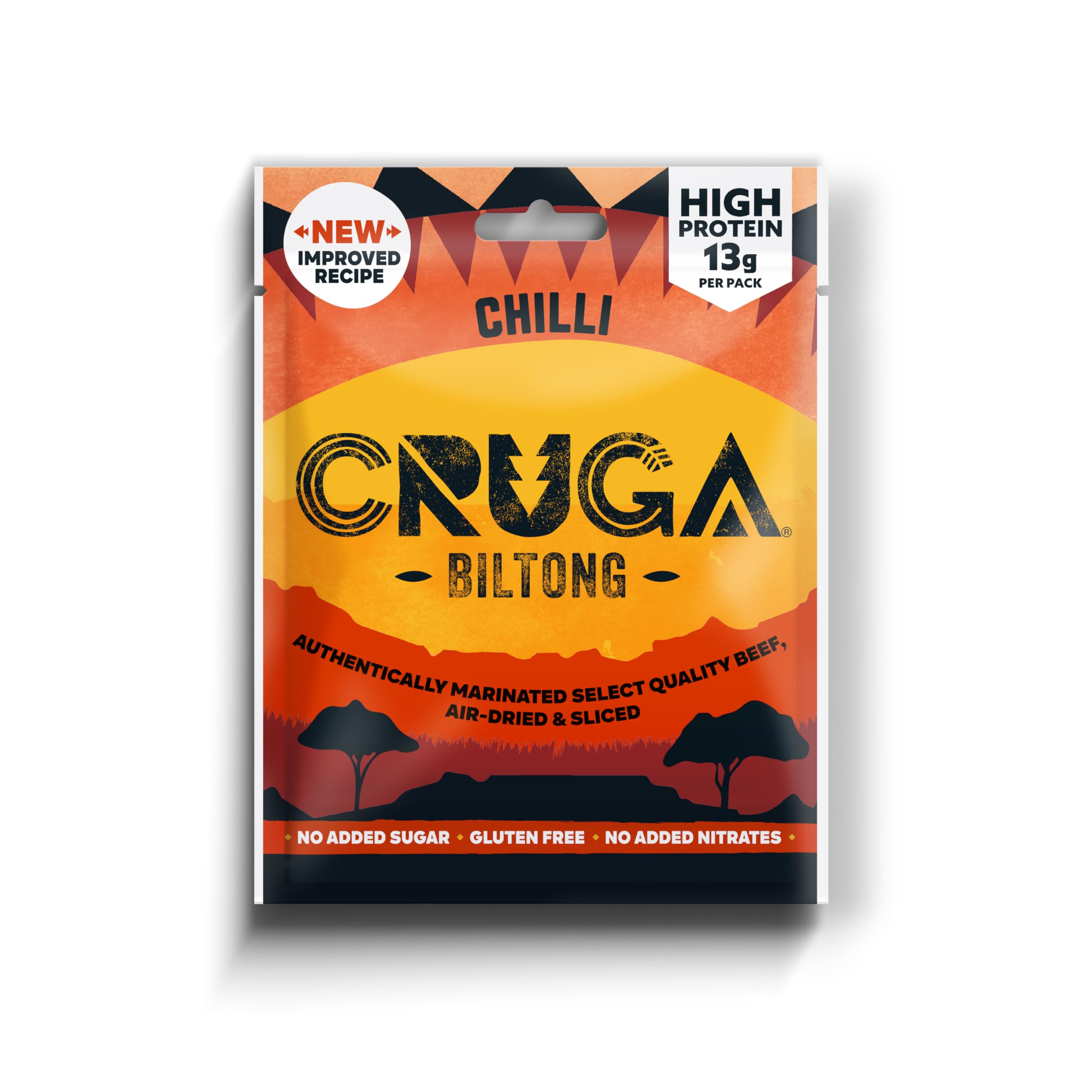 Cruga - Biltong Beef Jerky Multipack with Original & Chilli Flavours (12 x) 2
