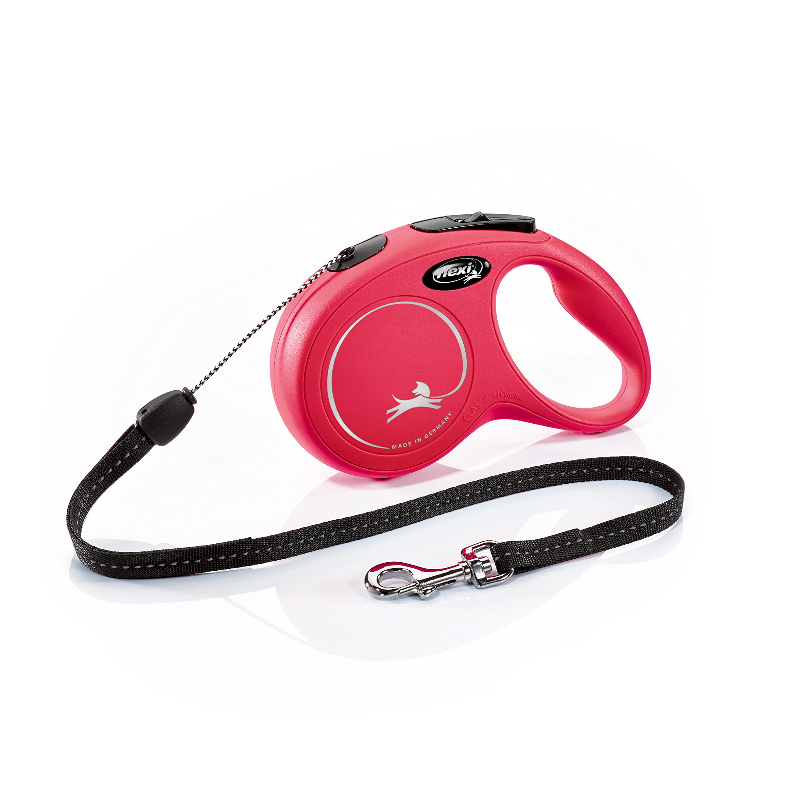 flexi New Classic Cord Retractable Lead Red Small 8m for Dogs up to 12kg