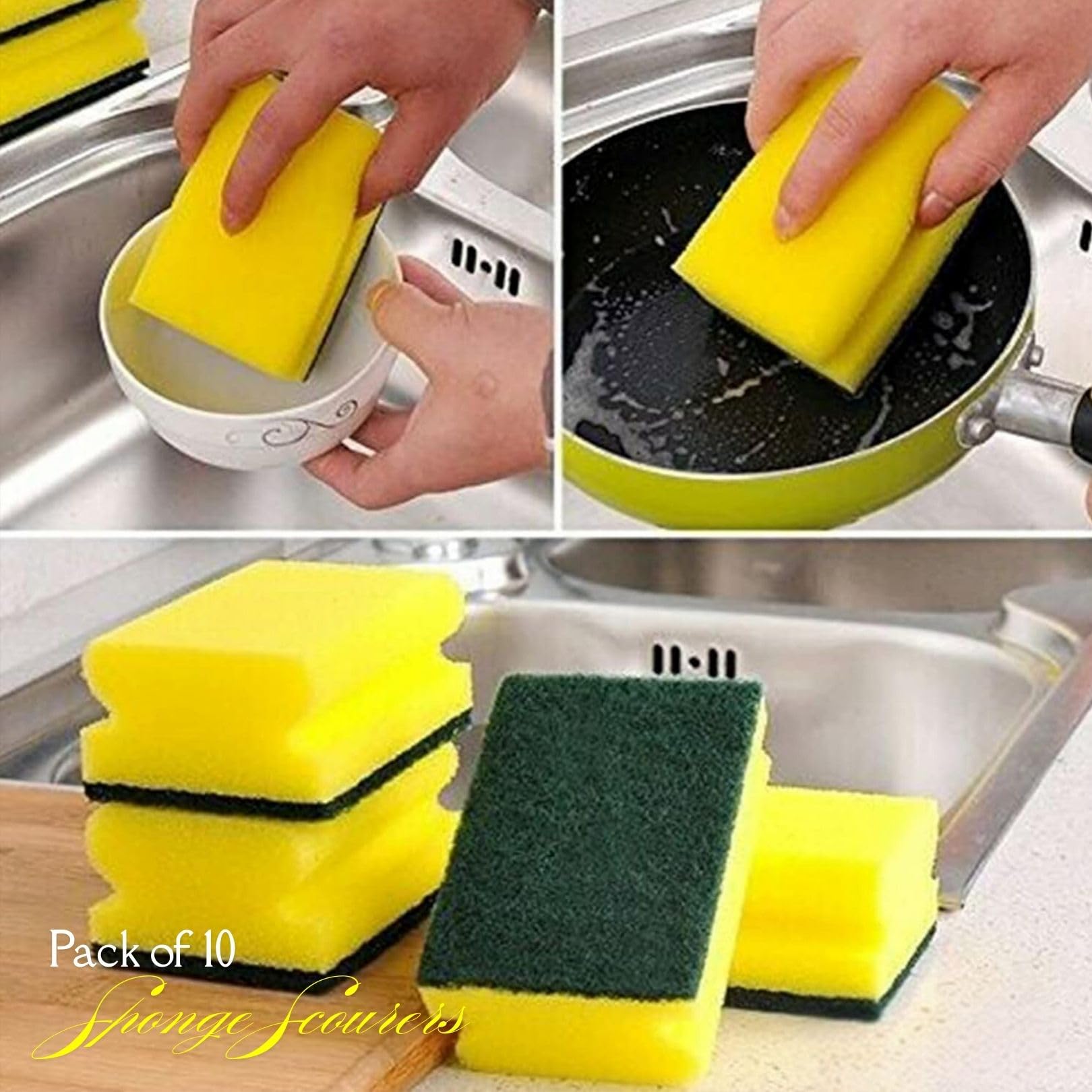 Proff Handgrip Sponge Scourer - High Density Foam, Extra Thick, Pack of 10