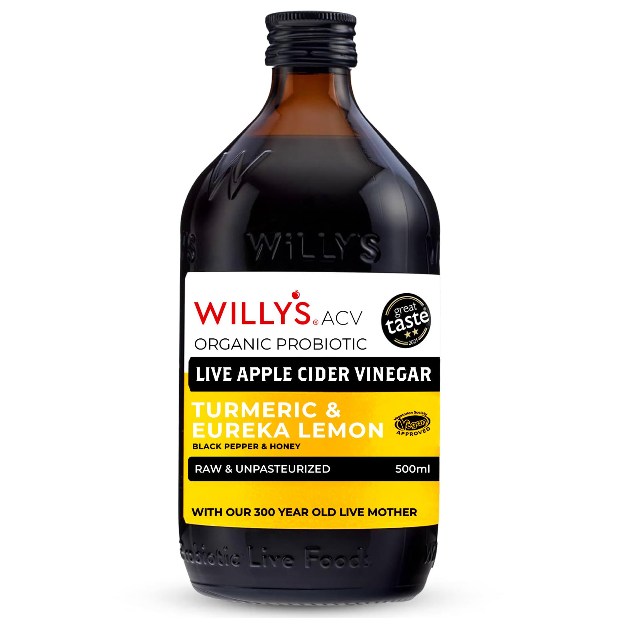 Willy's Apple Cider Vinegar with Turmeric & Honey - Raw, Organic, Unpasteurised | 500ml