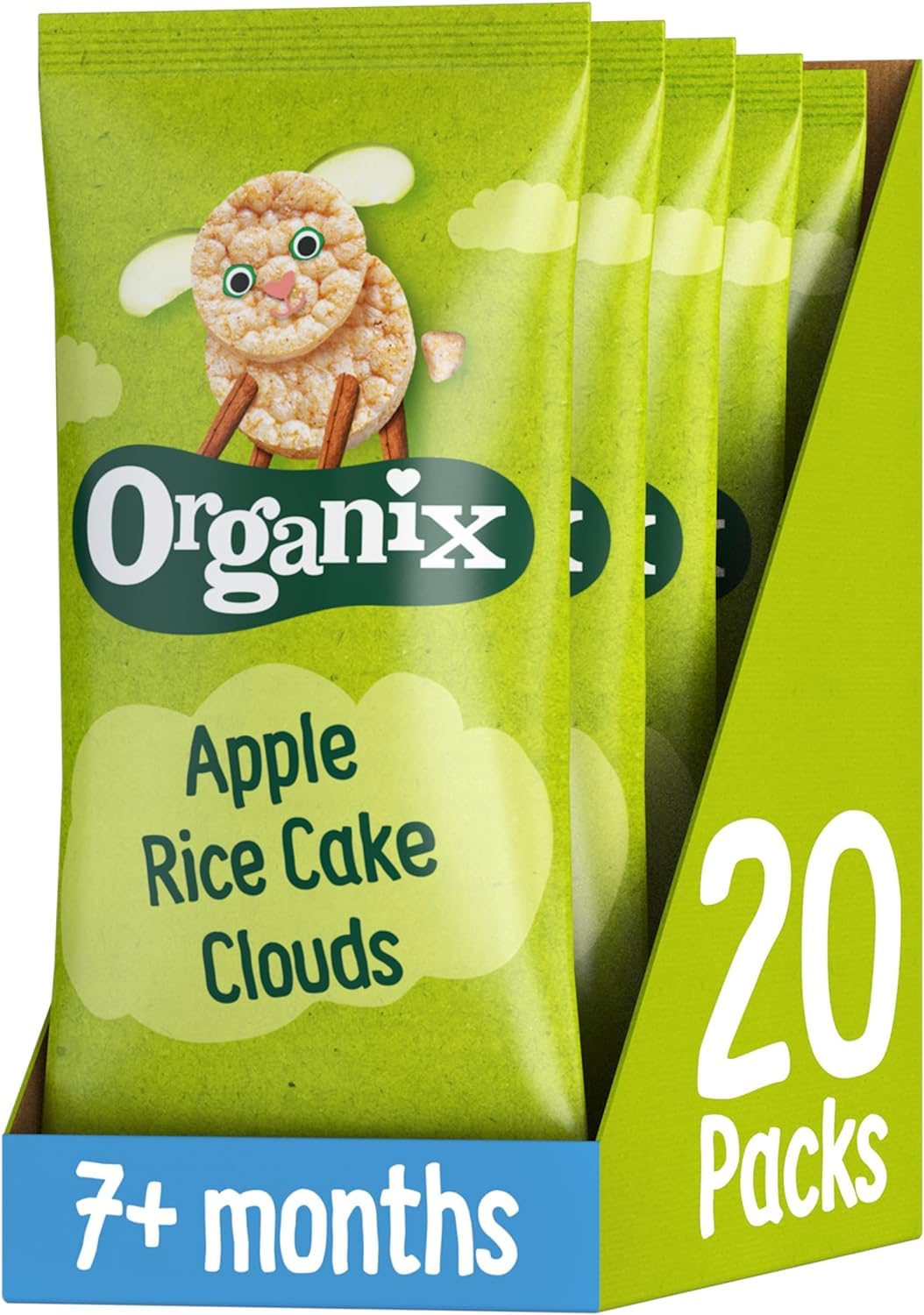 Organix Apple Organic Rice Cake Clouds Baby Snack | 7+ Months | Gluten Free | 18g Pack of 20