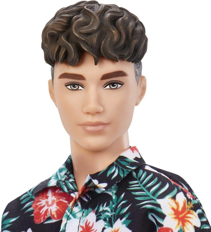 Barbie Fashionistas Ken Doll - Trendy Tropical Look with Reusable Vinyl Bag