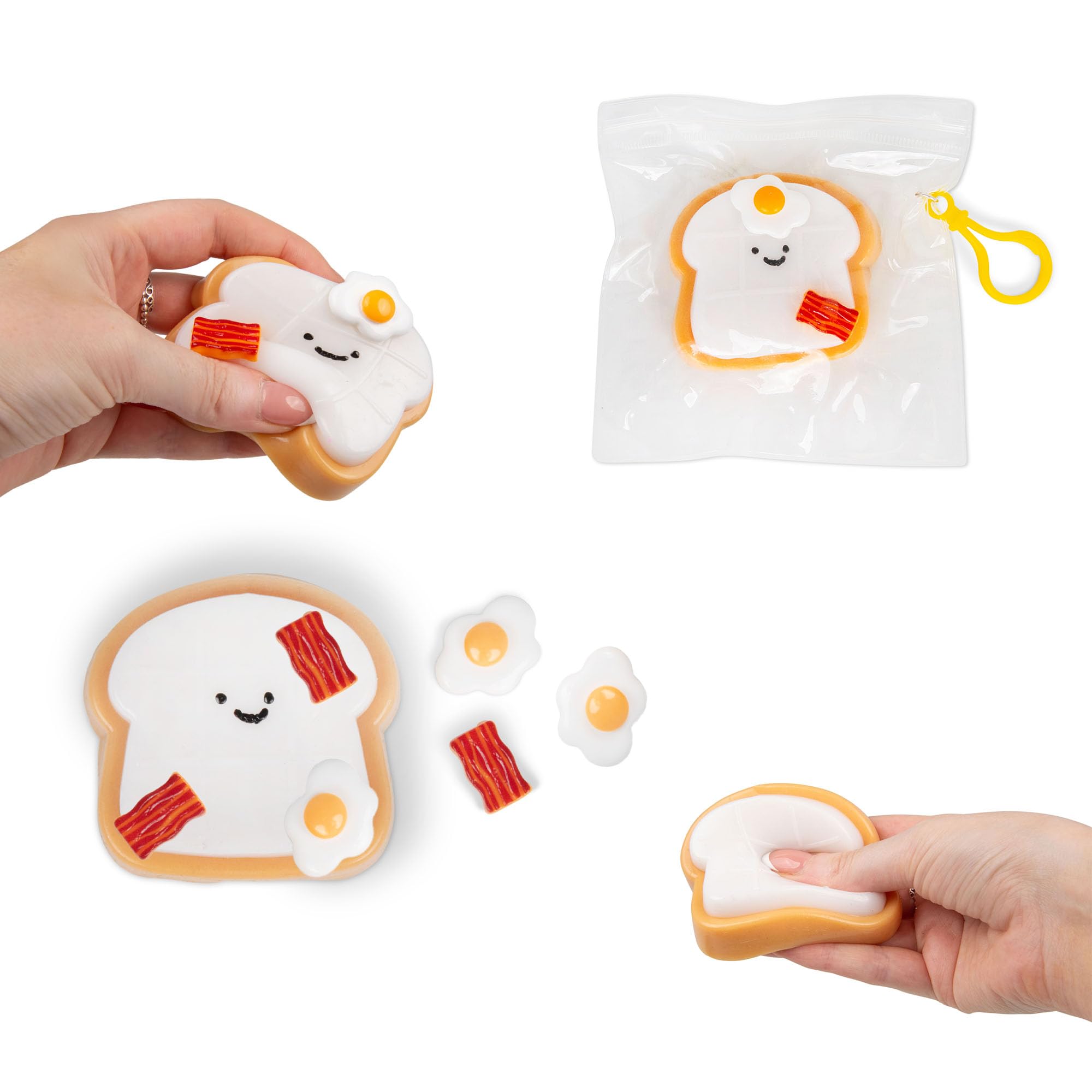 SCRUNCHEMS Sticky Squishy Tic-Tac-Toast - Interactive Fidget Toy with Removable Bacon & Eggs | Multi Coloured Plastic 2