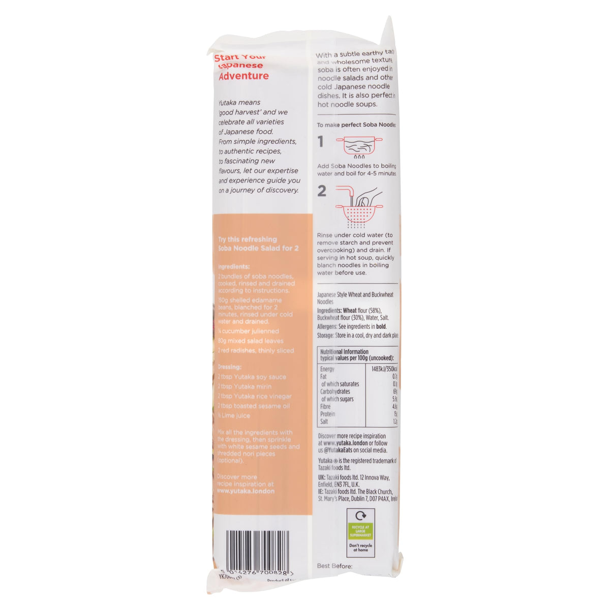 Yutaka Soba Noodles - Buckwheat, 250g, Pack of 10