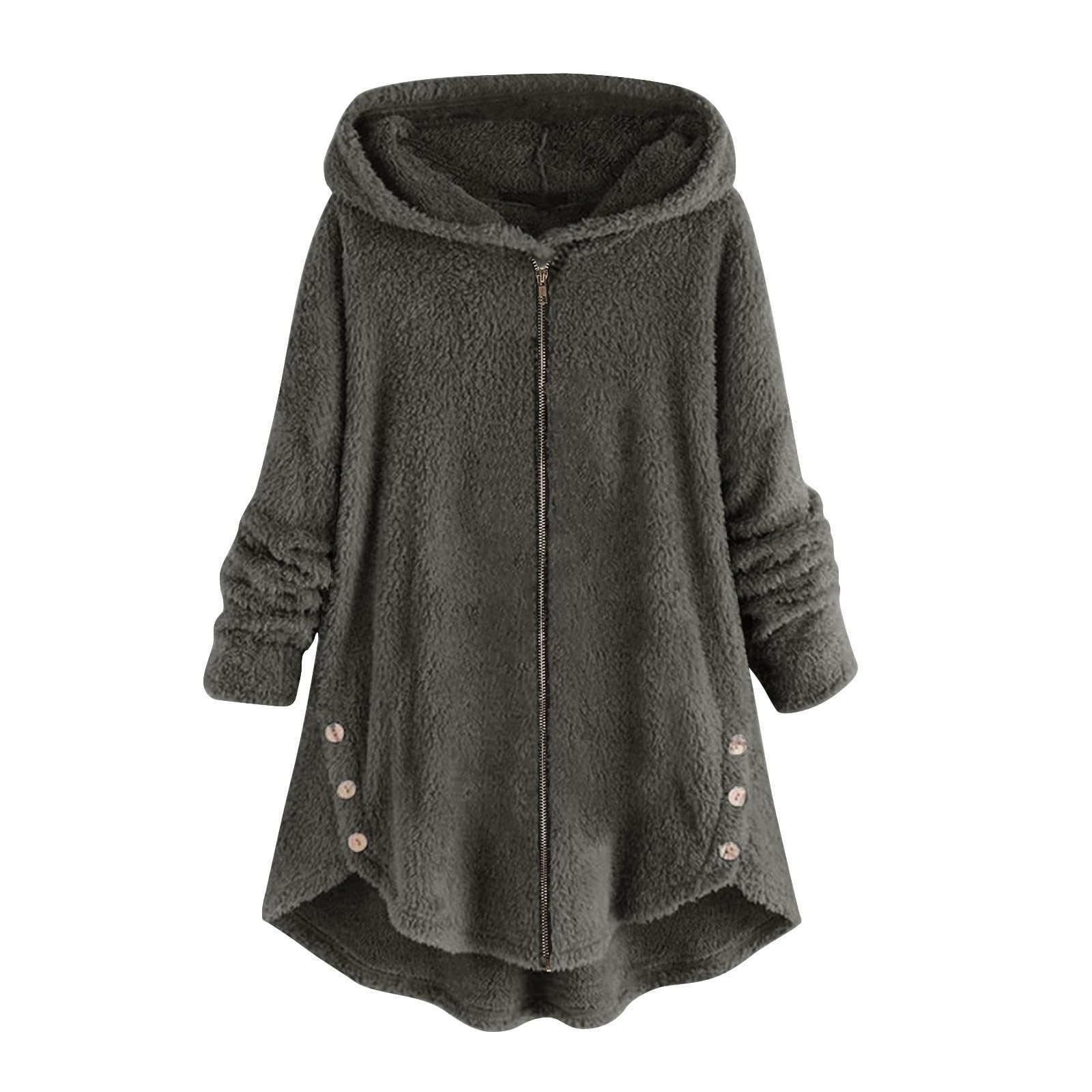 Cheyubny Plus Size Long Winter Coat - Gray | Size L | Model 4x 3