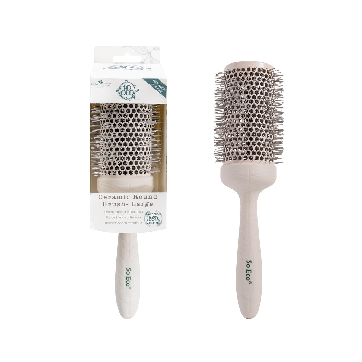 So Eco Large 53mm Thermo Ceramic Round Brush - Volumizing & Smoothing for Long Hair
