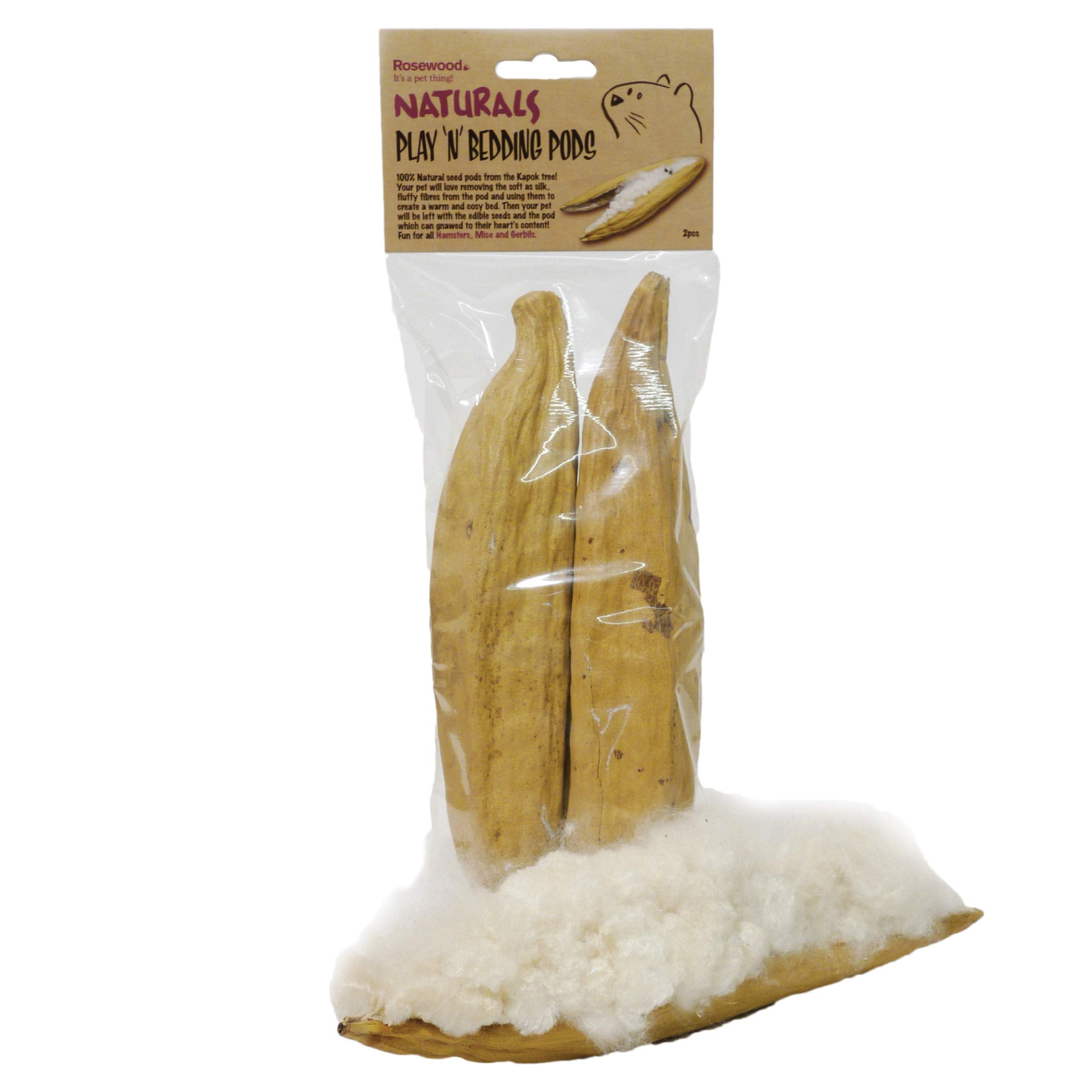 Rosewood Naturals Play n Bedding Pods - Natural Kapok Fiber Bedding for Small Animals | Pack of 2 1