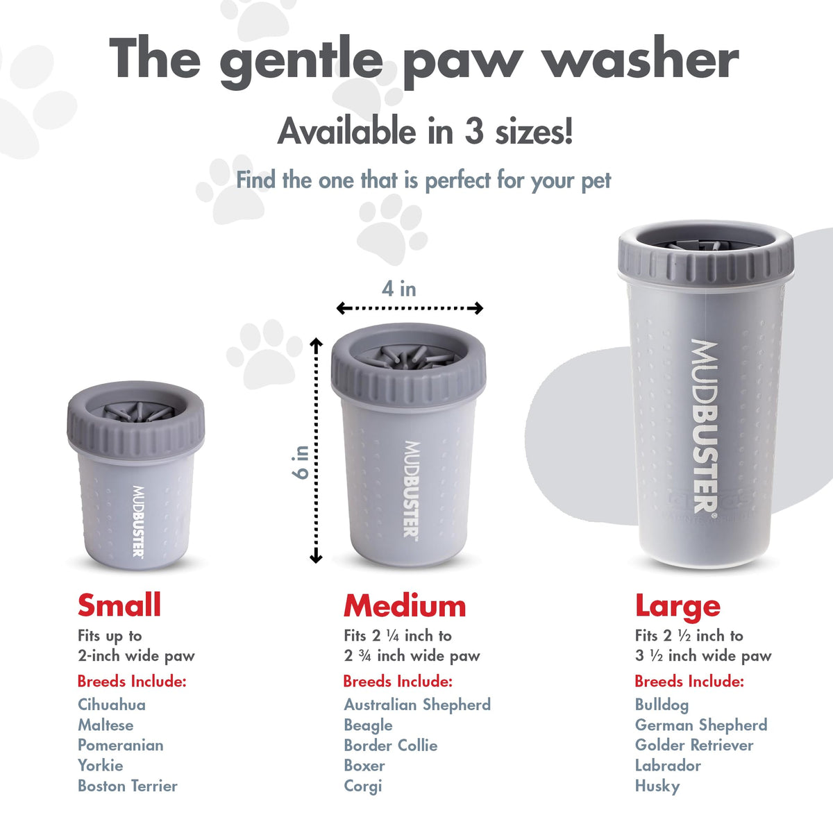 Dexas MudBuster Paw Cleaner - Medium, Light Grey