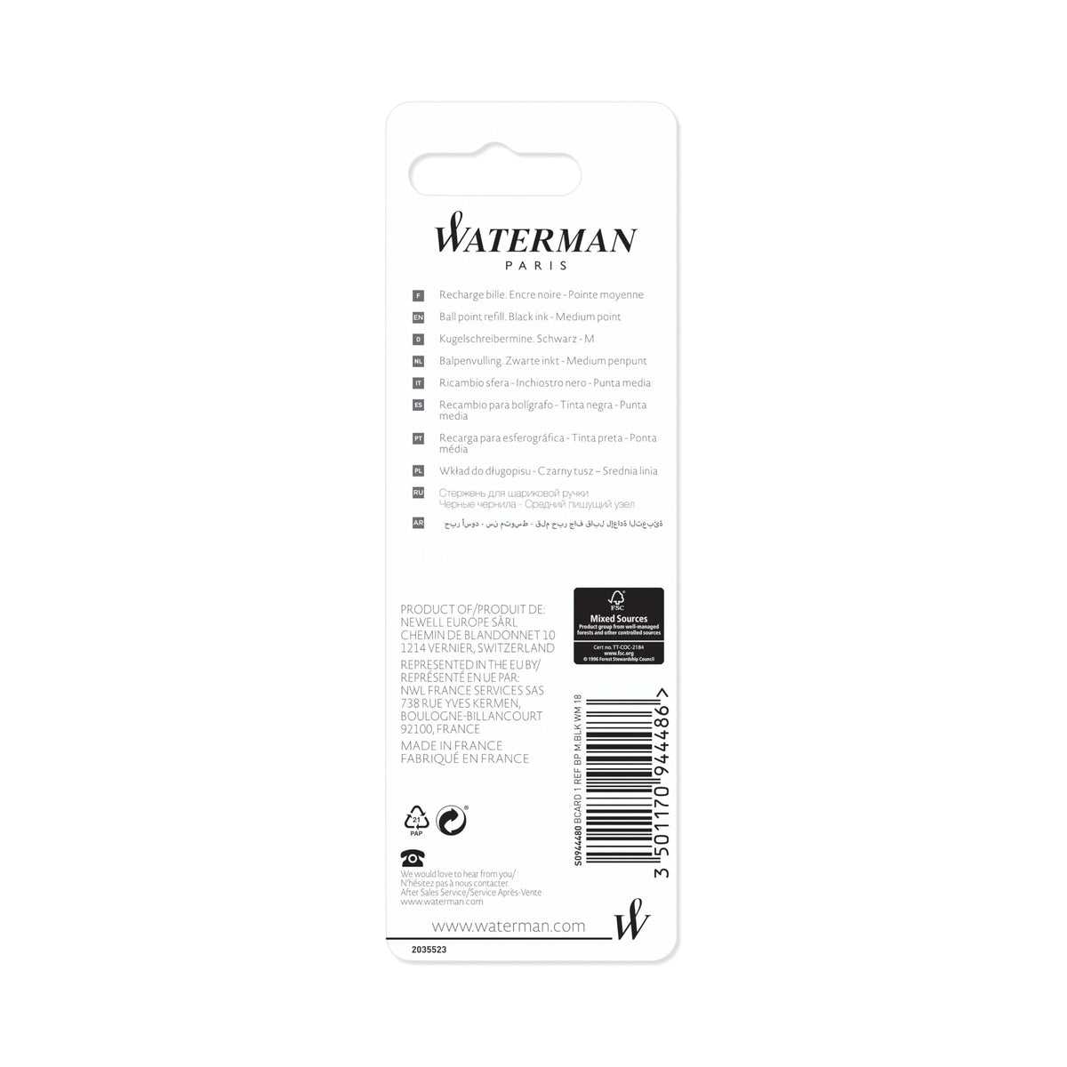 Waterman Ballpoint Pen Refill - Medium Black Ink | 1 Count 8