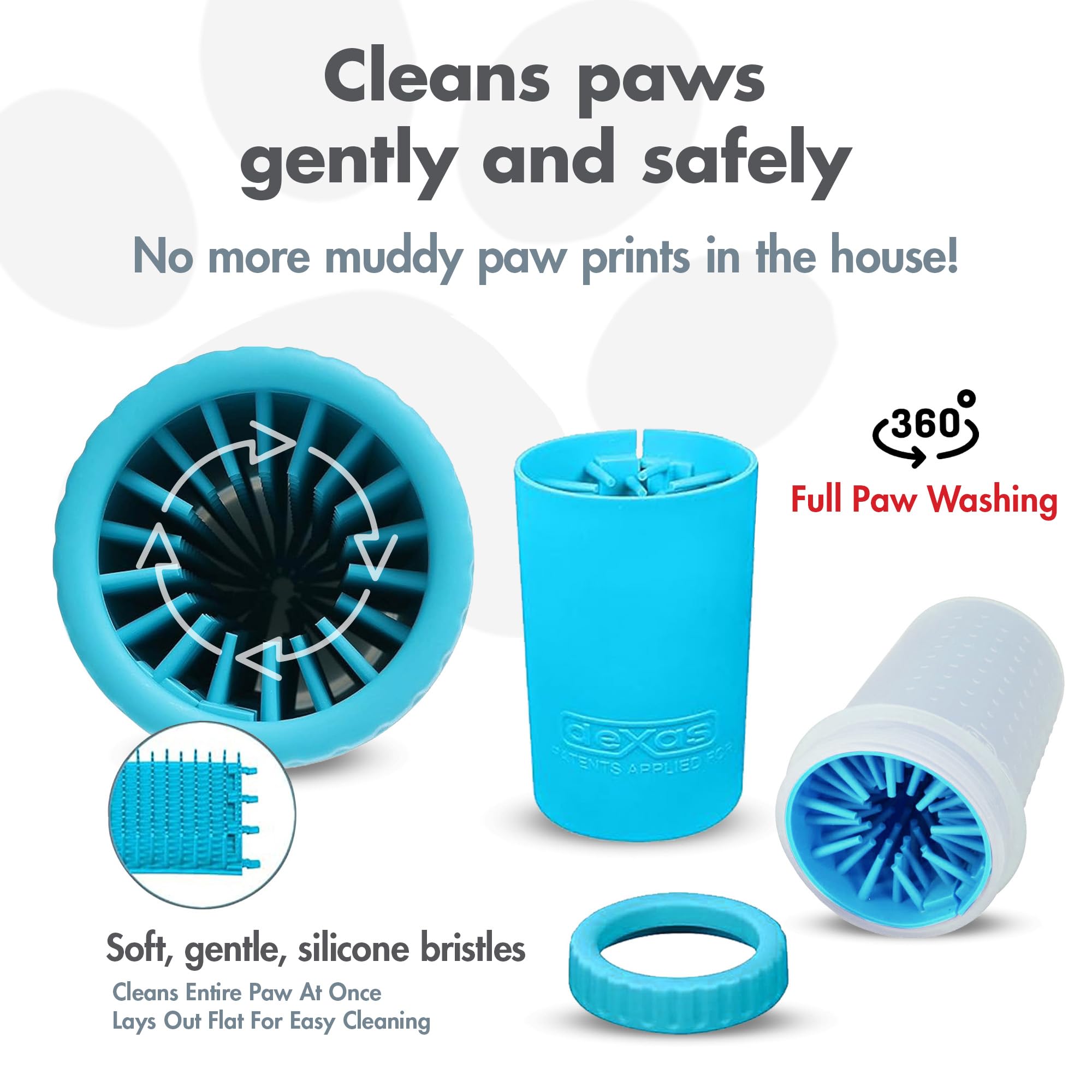 Dexas MudBuster Portable Dog Paw Cleaner - Medium Size, Blue Silicone Bristles 2