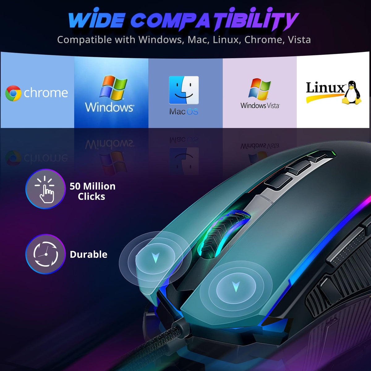 Redragon M910-K RGB Gaming Mouse - 9 Programmable Buttons, 8000 DPI