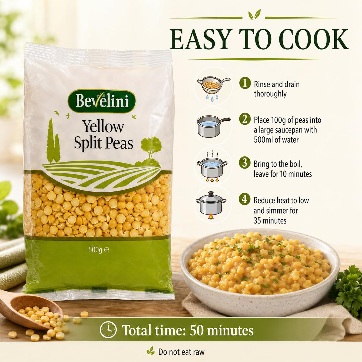 Bevelini Yellow Split Peas - 500g | High Protein & Fibre | Versatile Cooking Ingredient 5