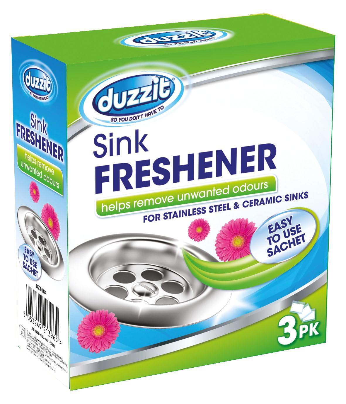 Duzzit Sink Freshener Powder - Removes Odours & Limescale | Pack of 3 Sachets