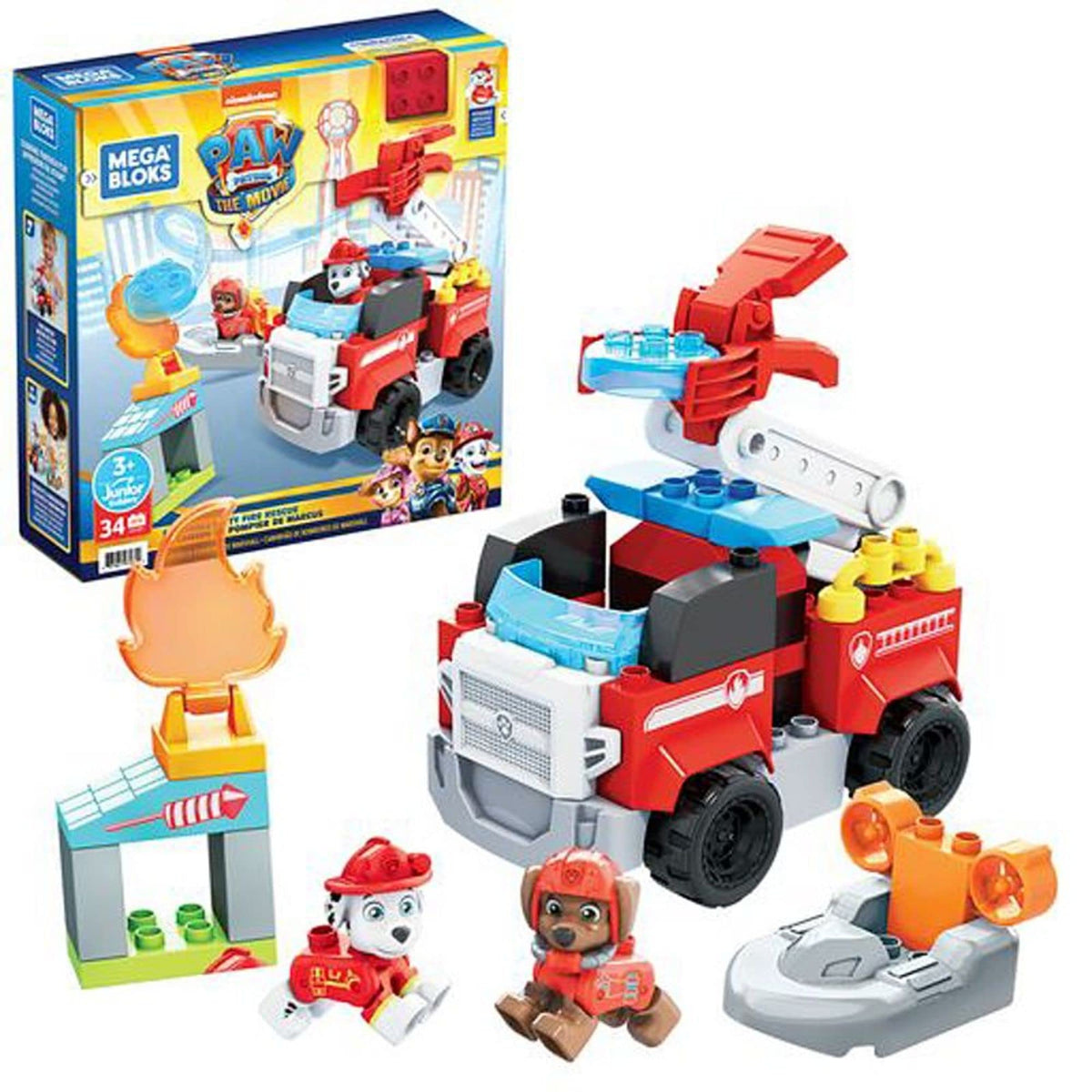 Mega Bloks Paw Patrol Le film : Ensemble de pompiers de Marshall's City