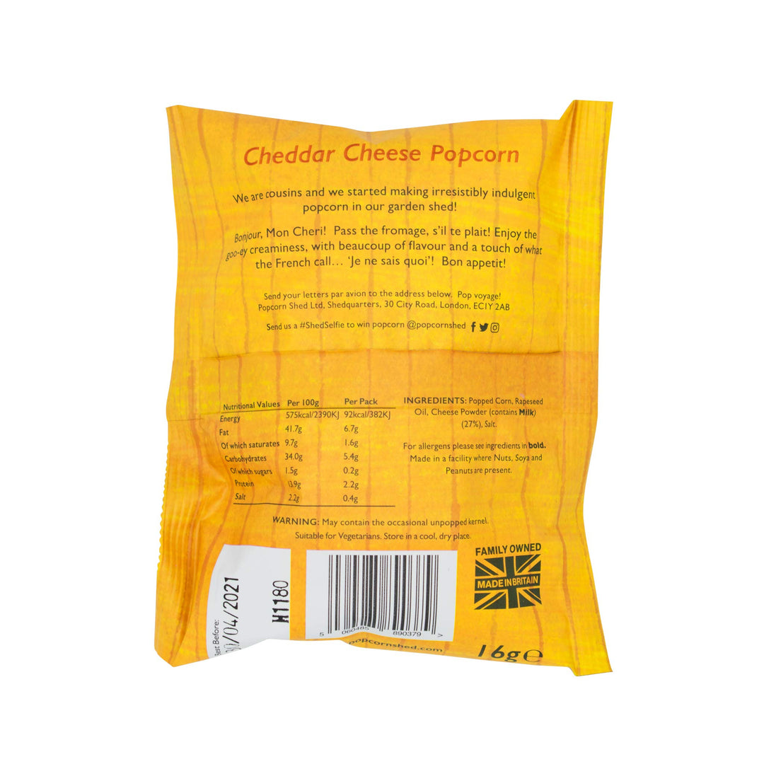 Popcorn Shed Say Cheese Gourmet Popcorn Snack Pack - Cheddar Cheese Flavour