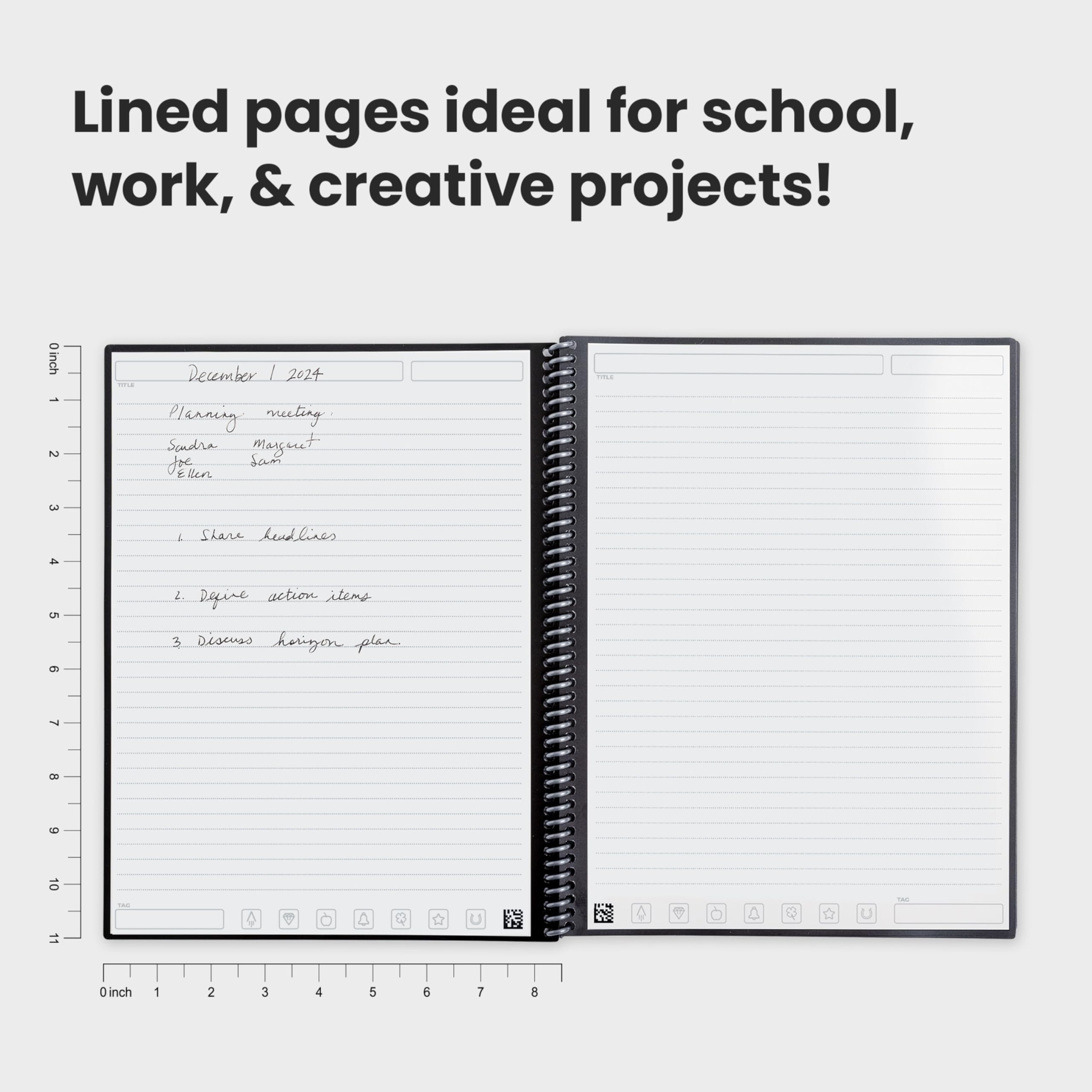 Rocketbook Core Reusable Spiral Notebook - Letter Size 21 x 29.7 cm, Black | College Ruled 6
