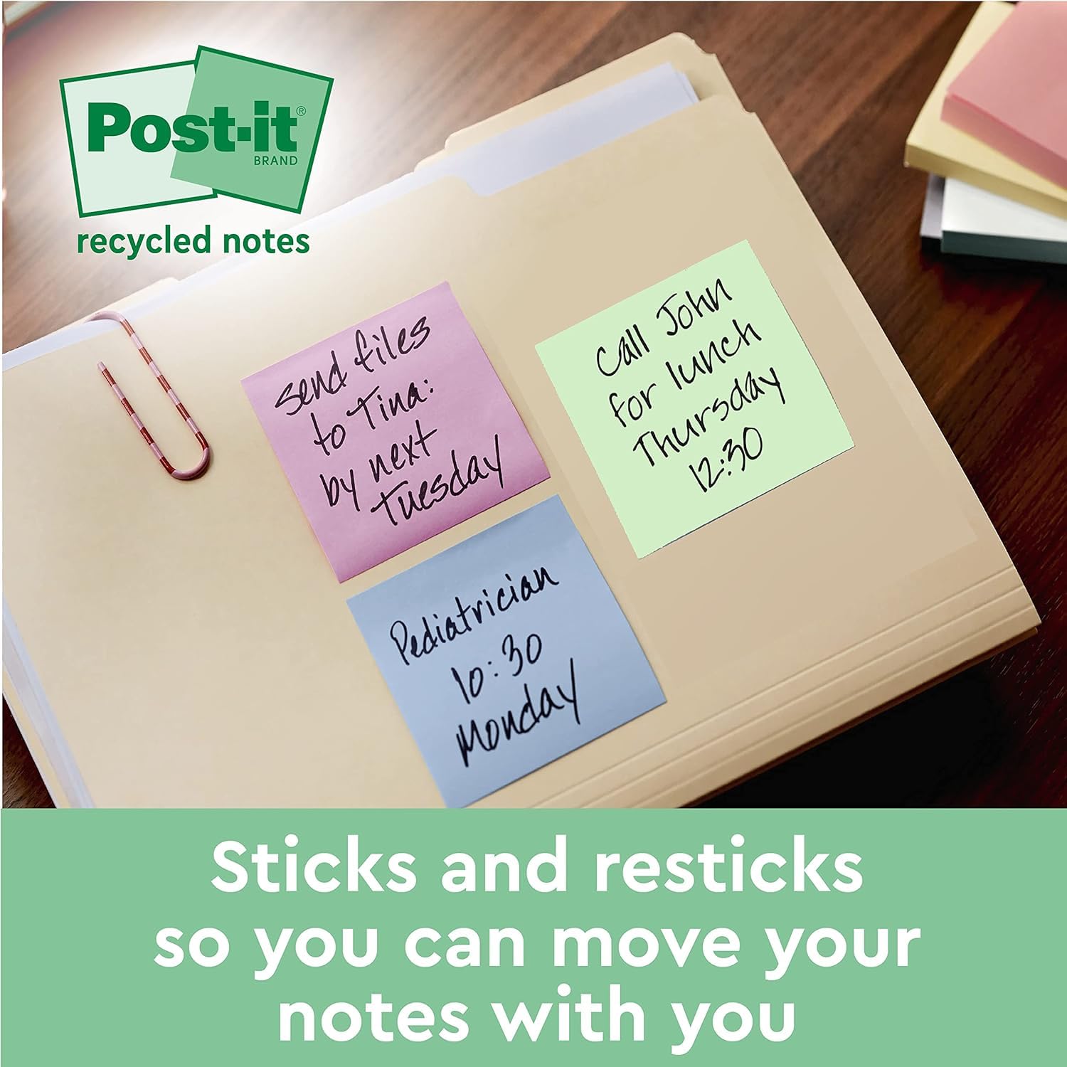 Post-it Super Sticky 100% Recycled Notes - 12 Pads, 70 Sheets/Pad | Multi-Color 4