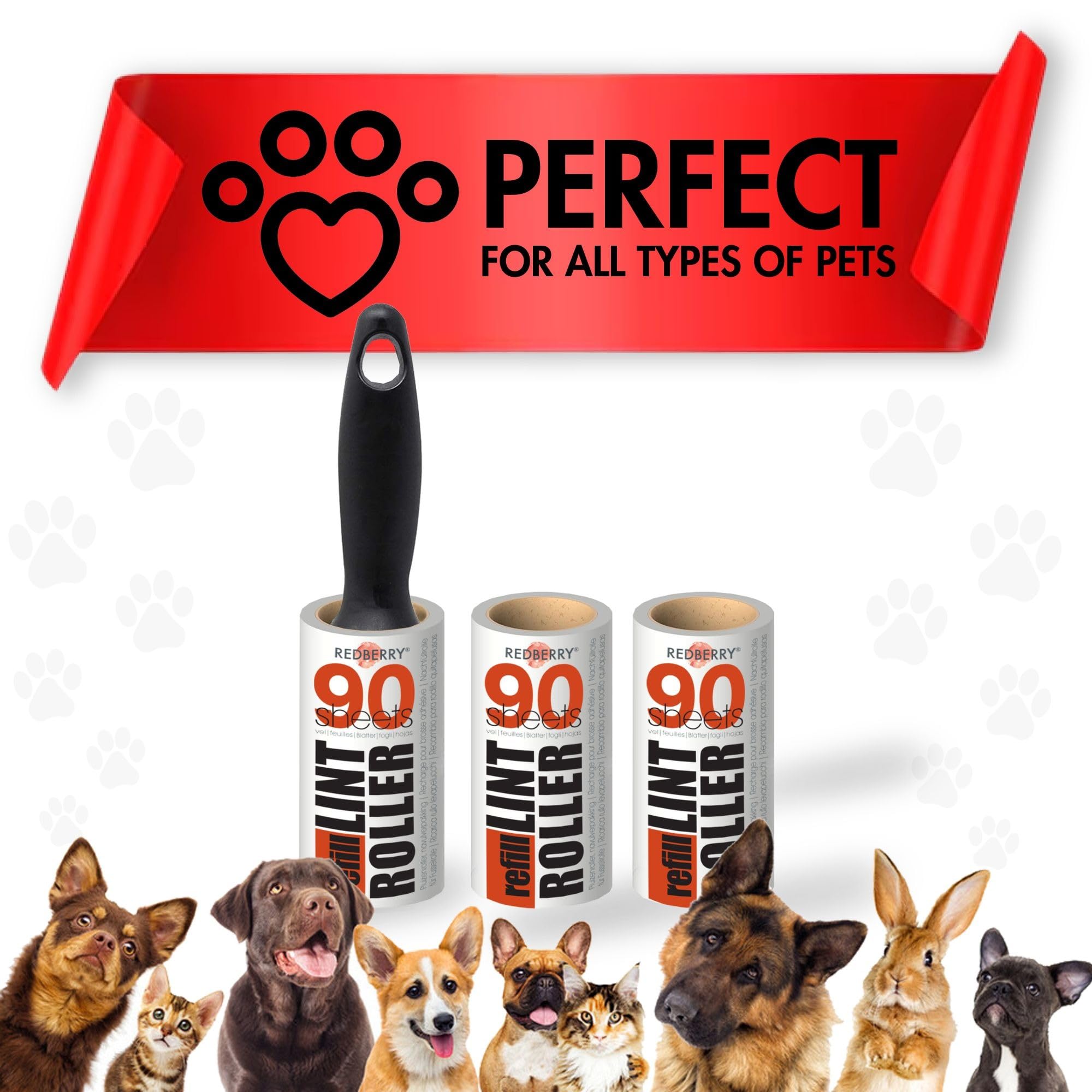 REDBERRY Lint Roller & Refill Set - 270 Sticky Sheets for Pet Hair Removal 8