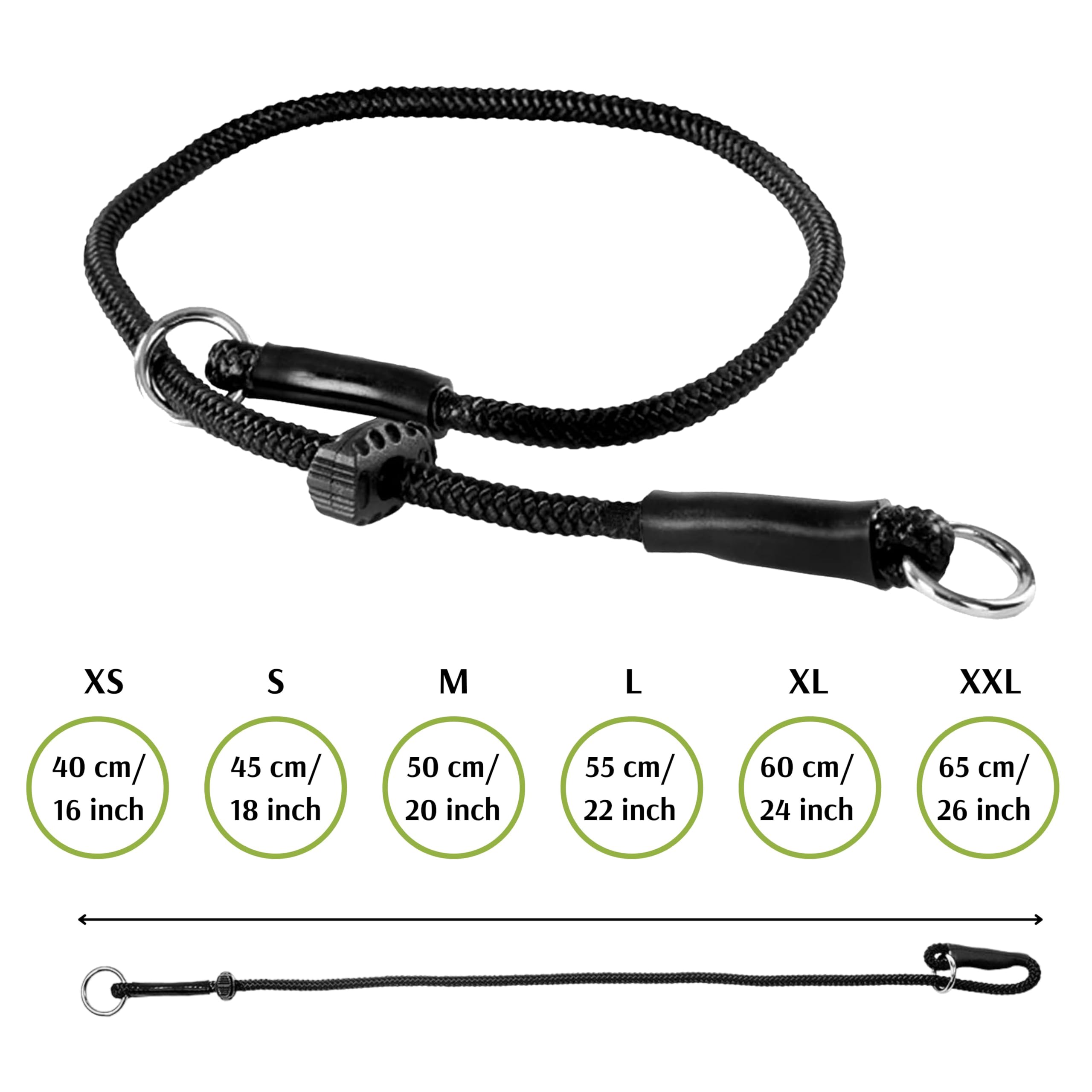 DINGO GEAR Hand Sewn Polypropylene Choke Collar - Adjustable Limiter | L Size 55cm | Black 8