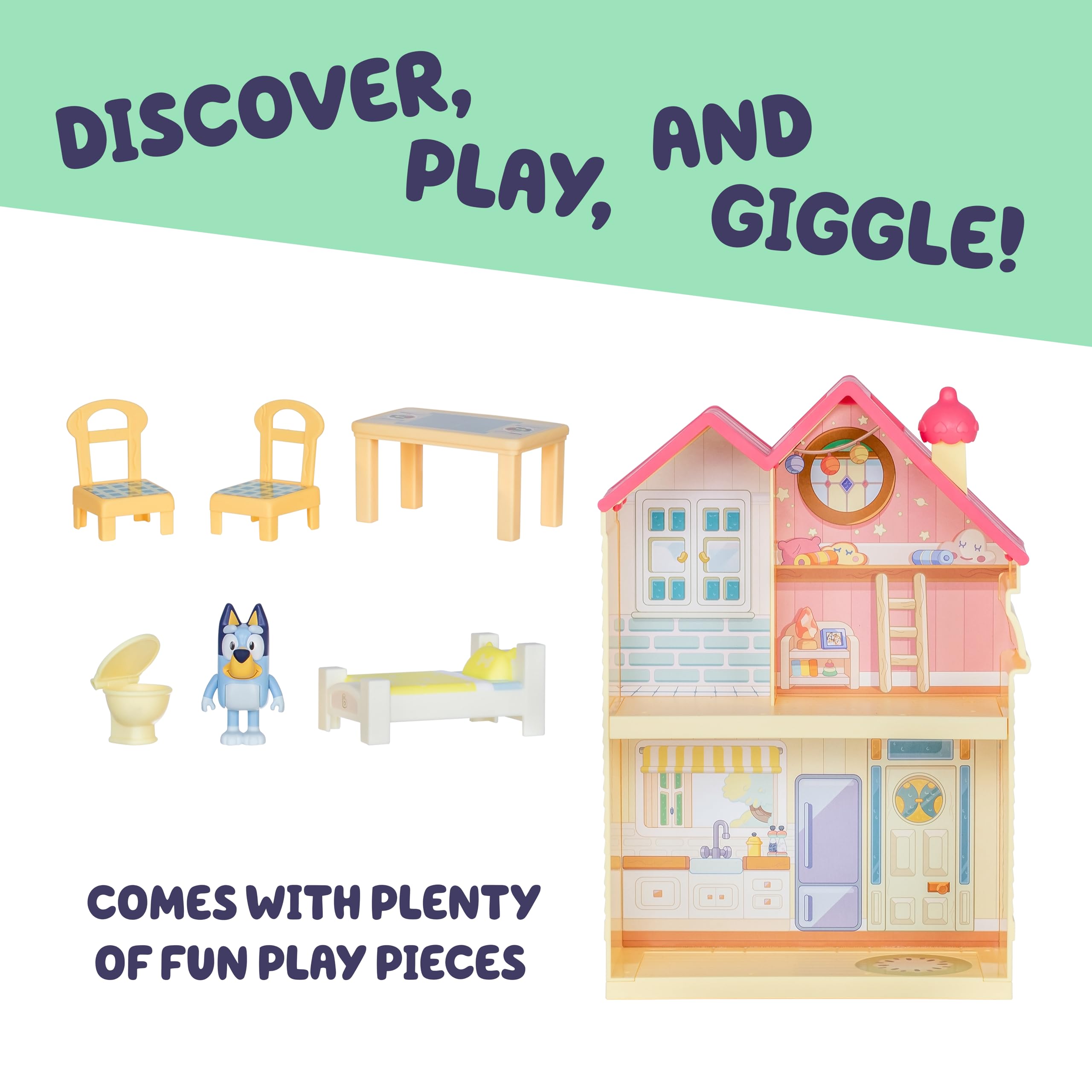 Bluey Mini Home Playset - Compact House with Carry Handle | Includes 2.5' Bluey Figure & 5 Accessories 3