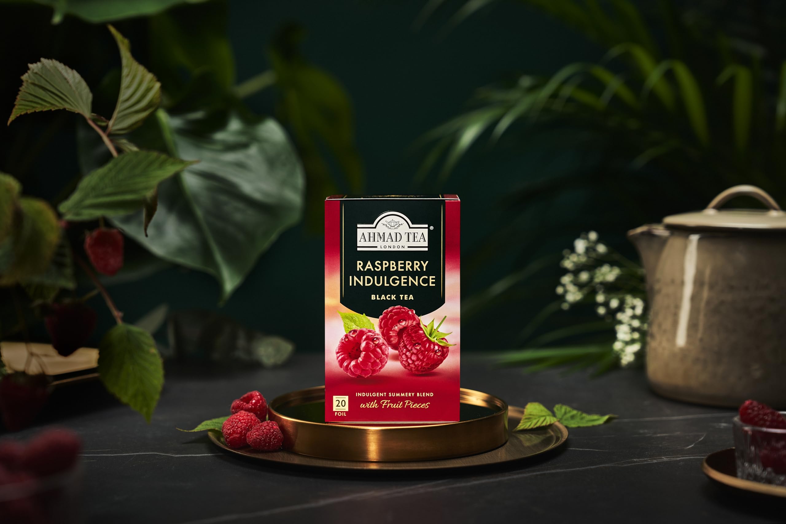 Ahmad Tea Raspberry Indulgence Fruit Black Tea - 20 Teabags | 40g | Sugar-Free