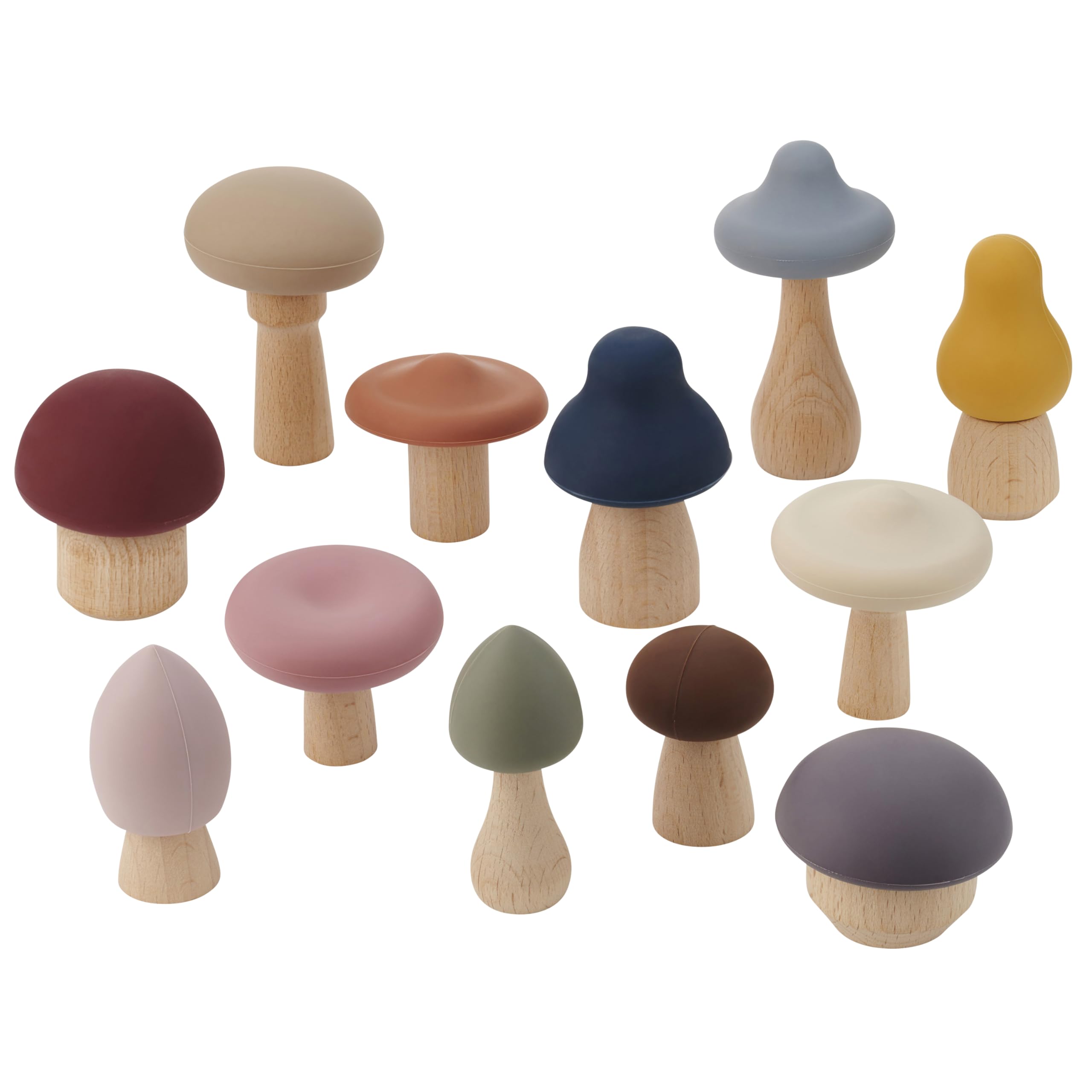 tickit SiliSoft Woodland Mushroom Set – 12 Soft Silicone & Wooden Mushrooms for Imaginative Play 1