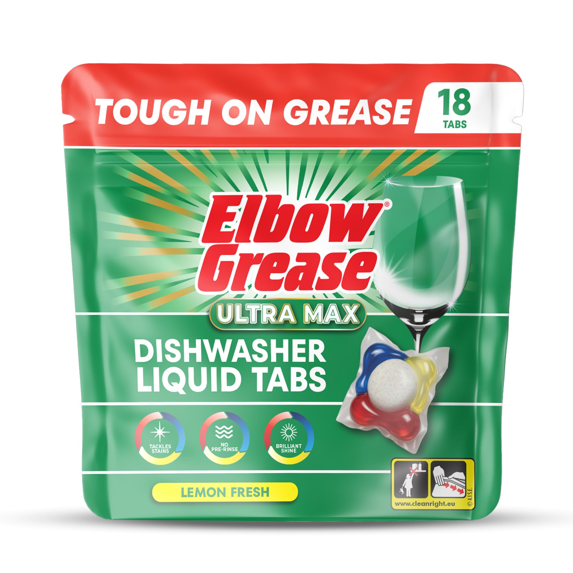 Elbow Grease Ultra Max Liquid Dishwasher Tablets - Tough on Grease & Shine | 18 Count 1
