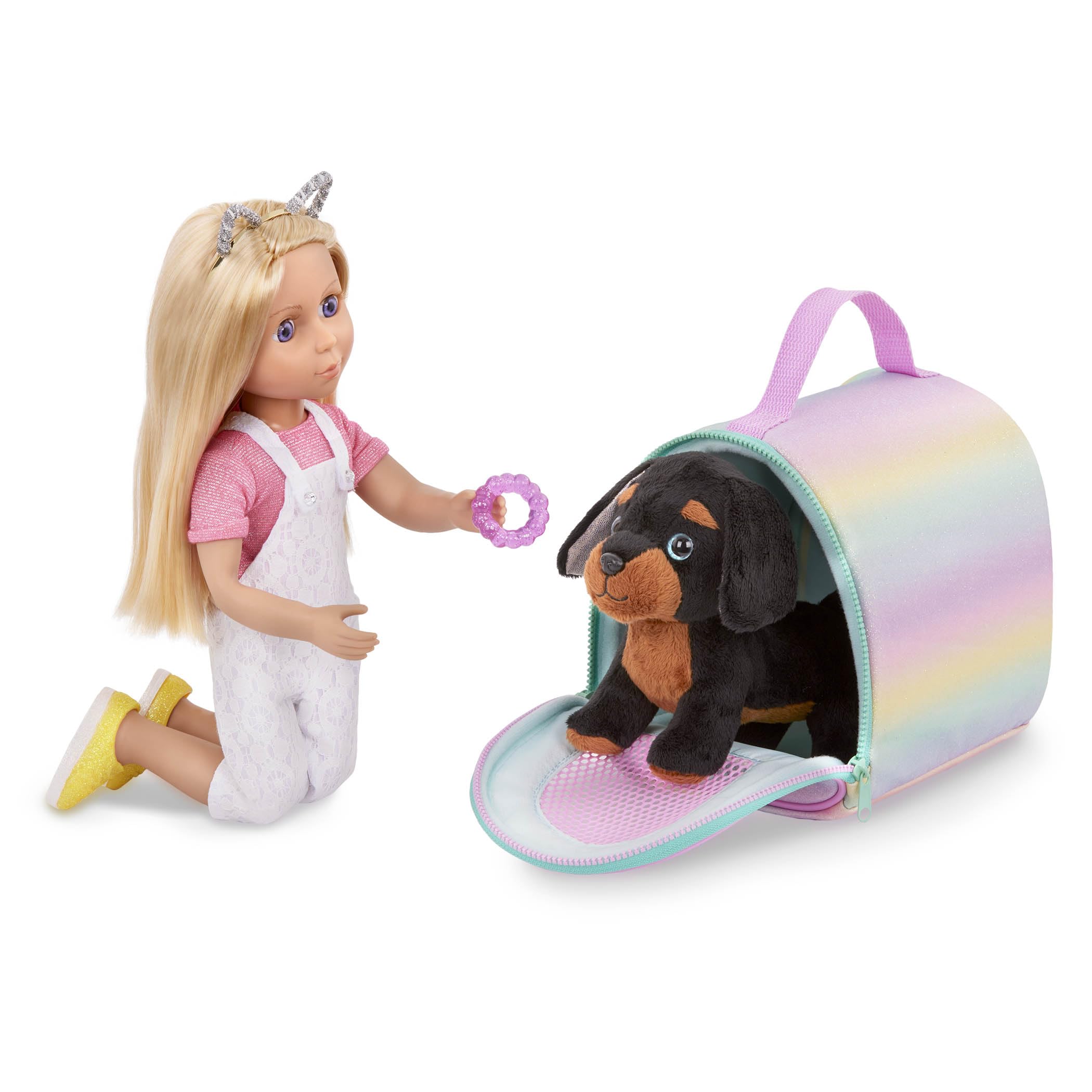 Glitter Girls Glisten & Glam Lace Overalls Outfit with Cat Accessory for 14-Inch Dolls 9