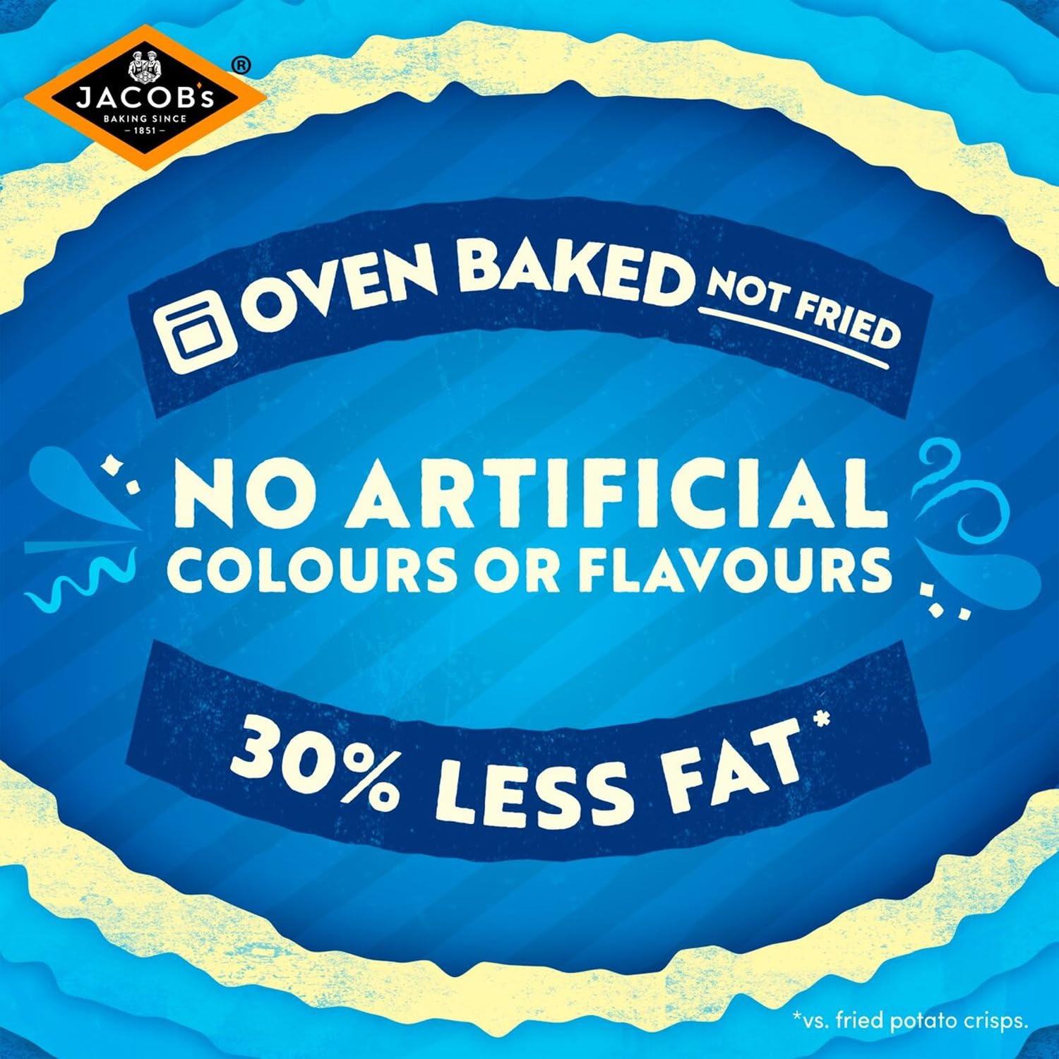JACOB'S Crinklys Salt & Vinegar Baked Snacks - Oven Baked | Suitable for Vegetarians | 150g Share Bag
