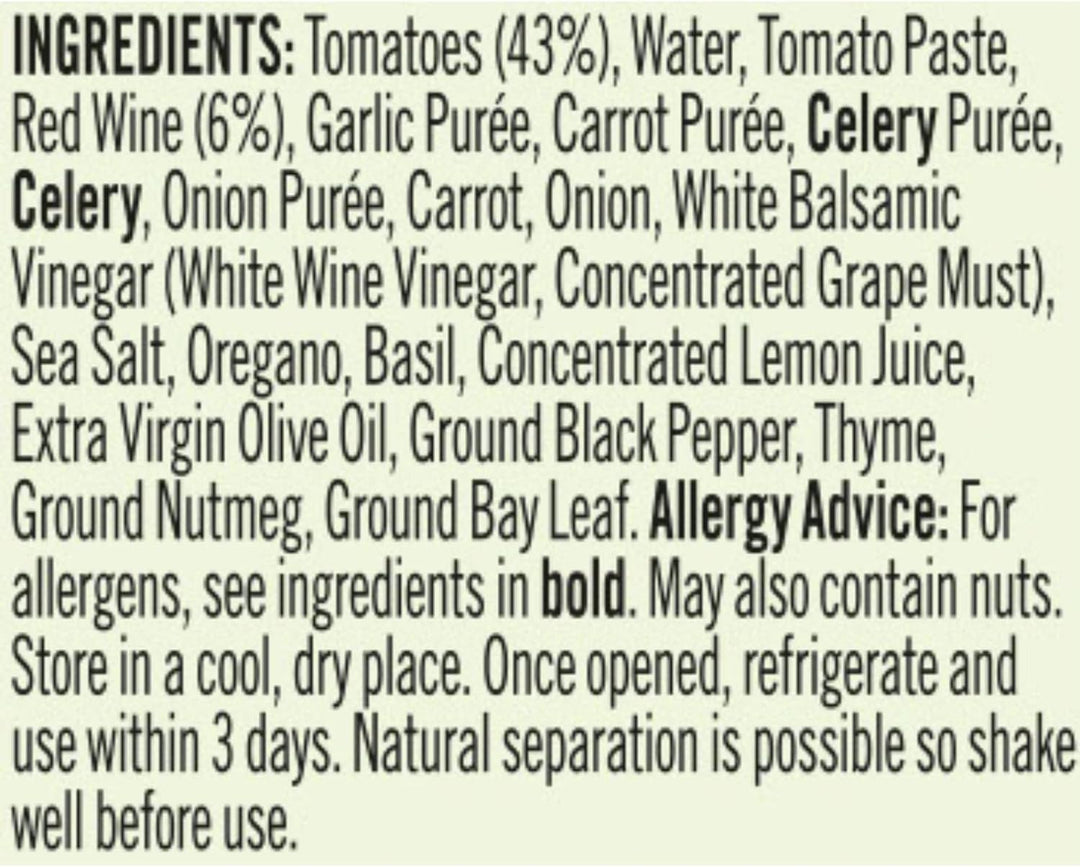 Loyd Grossman No Added Sugar Italian Bolognese Sauce – Sun-Ripened Tomatoes & Herbs, 350g Jar