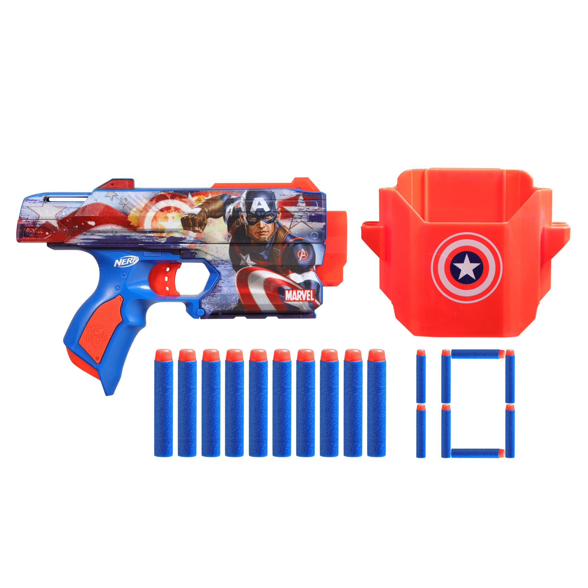 Nerf Marvel Captain America Dart Blaster - Includes Holster & 10 Elite Darts | Ages 8+ 1