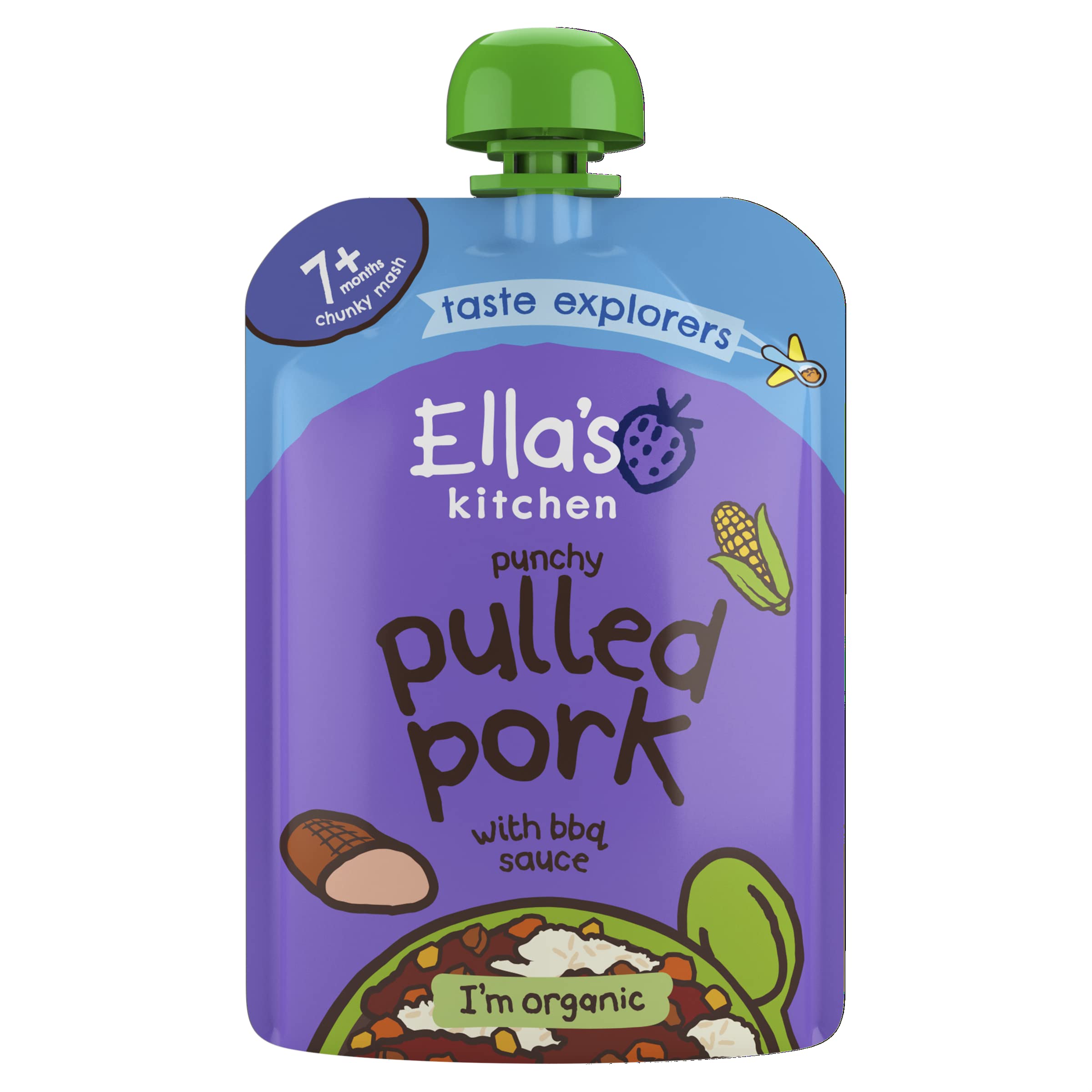 Ella's Kitchen Organic Punchy Pulled Pork with BBQ Sauce Savoury Meal | 7+ Months | 130g 1