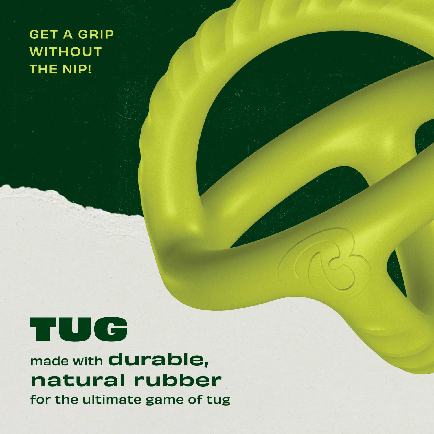 Benebone Natural Rubber Tug Interactive Dog Toy - Dishwasher Safe | Green | Unscented 3