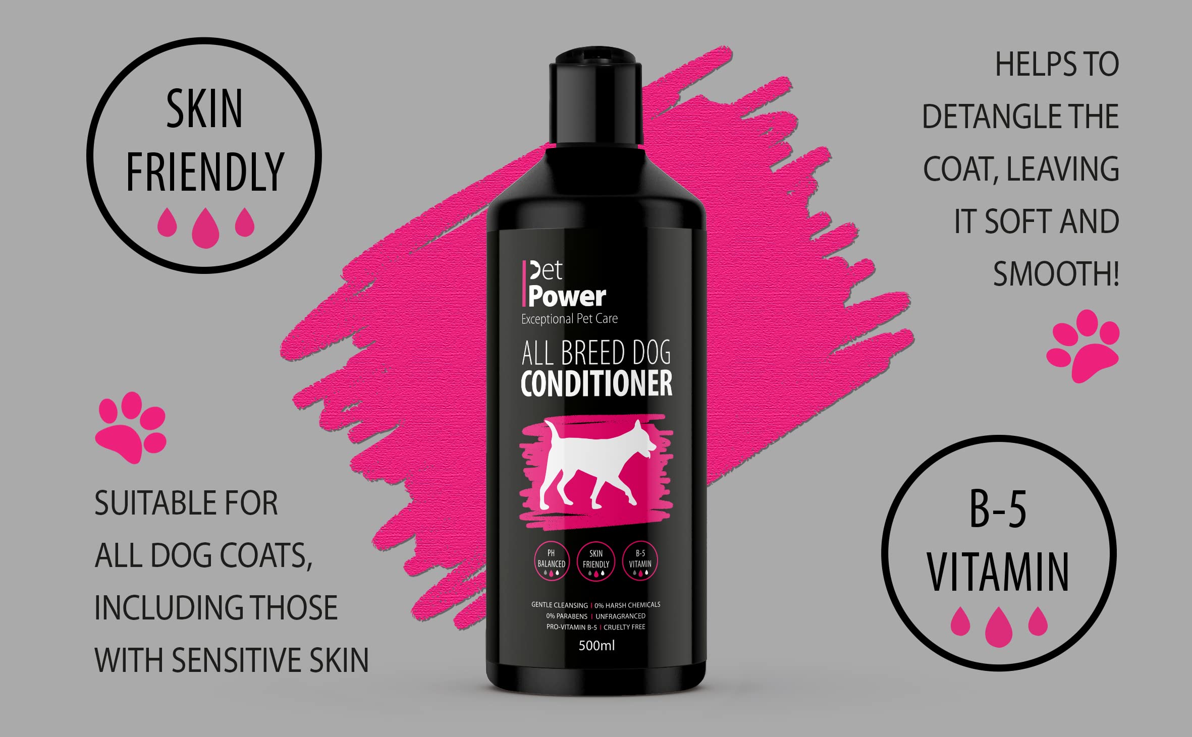Pet Power All Breed Dog Conditioner - pH Balanced, Fragrance Free | 500ml 3