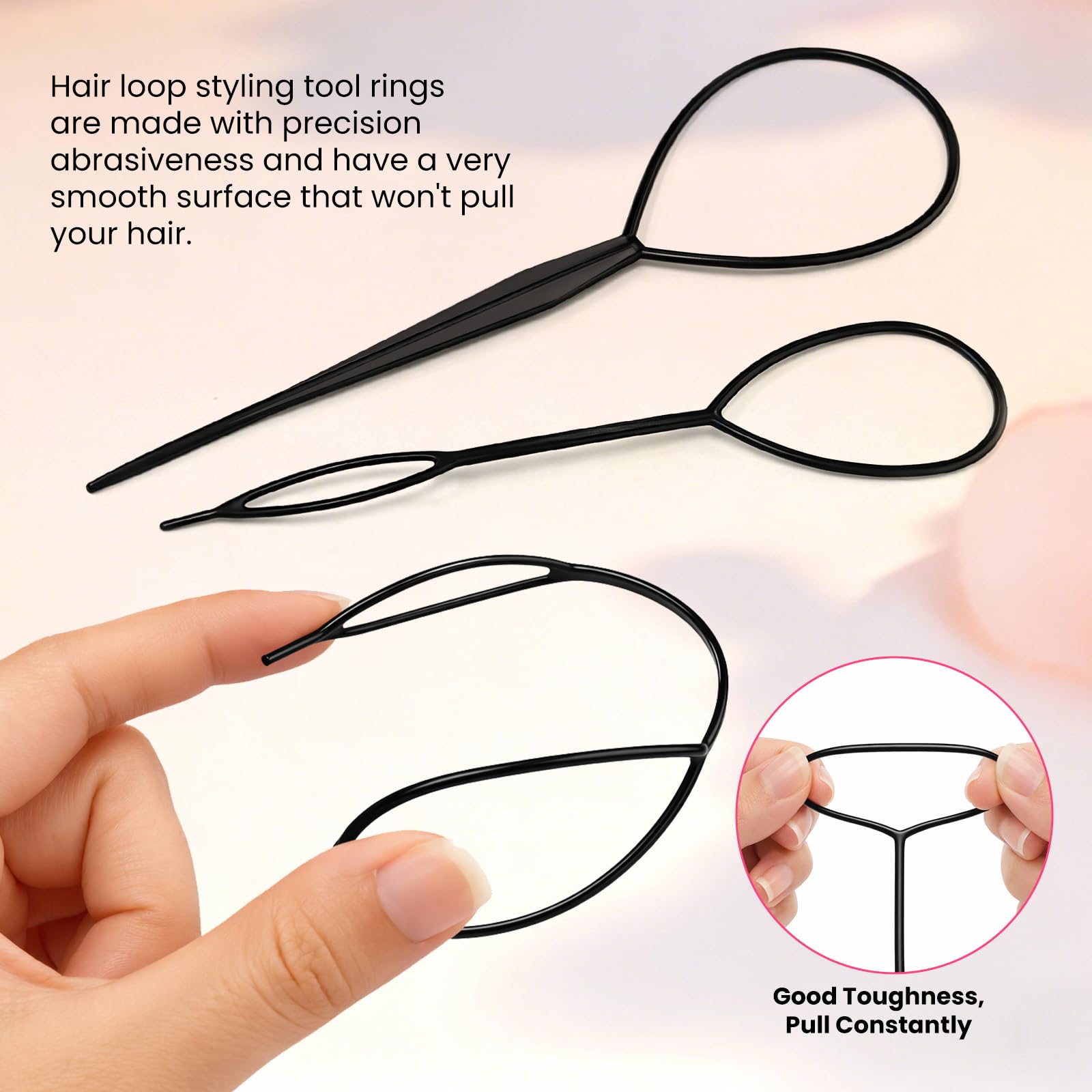 Muexoee Hair Tool Set - 10-Piece Ponytail & Braid Pull Through System | Multi-Color 7