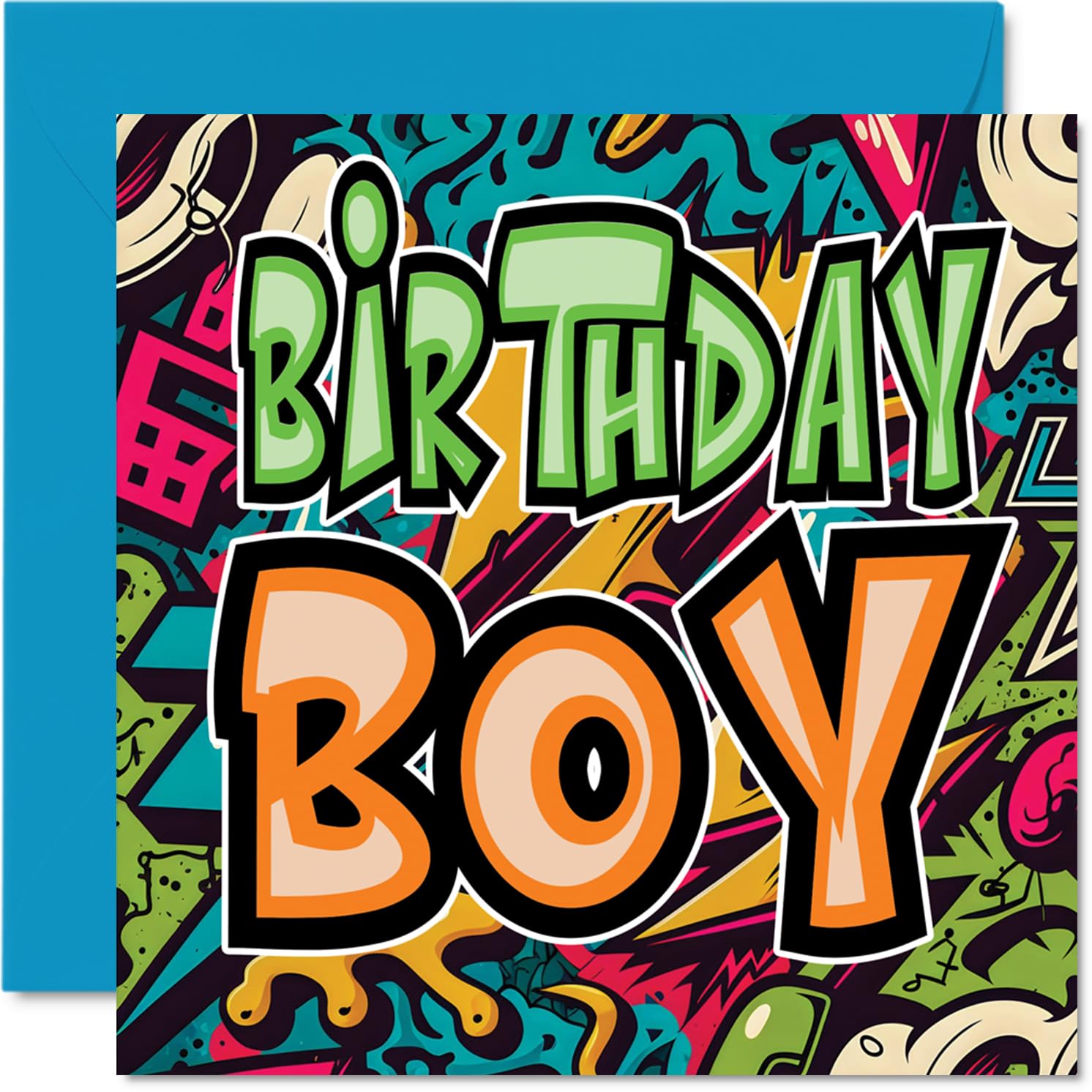 Stuff4 Graffiti Birthday Card for Men Boys Him | Blank Inside | 145mm x 145mm