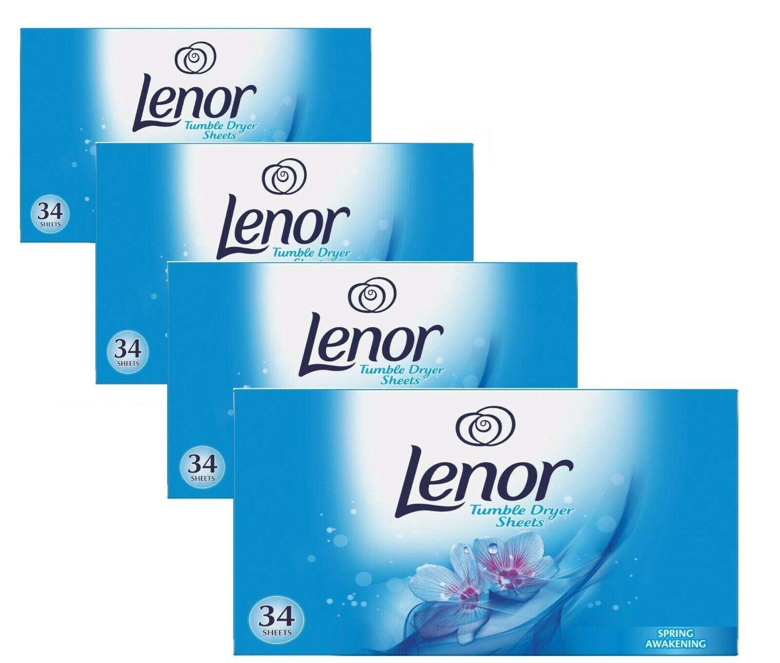 Leno Tumble Dryer Sheets Spring Awakening - 136 Count (4 x 34 Sheets) | Reduces Static & Softens