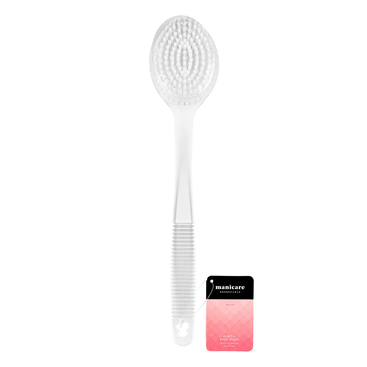 Manicare Exfoliating Body Brush - Long Handle, Plastic, White