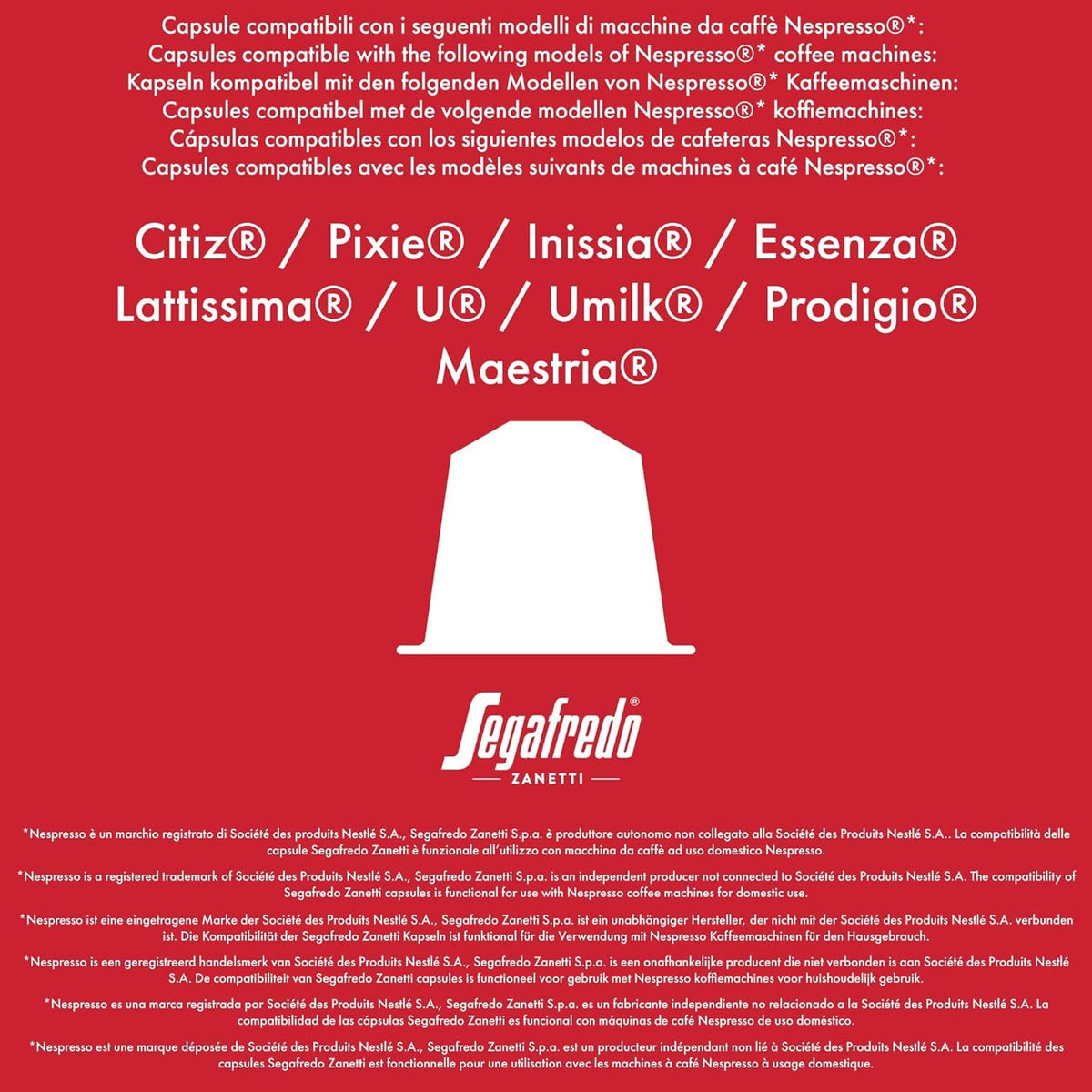 Segafredo Zanetti Classico Coffee Capsules - 100 Nespresso-Compatible Capsules, Intensity 10