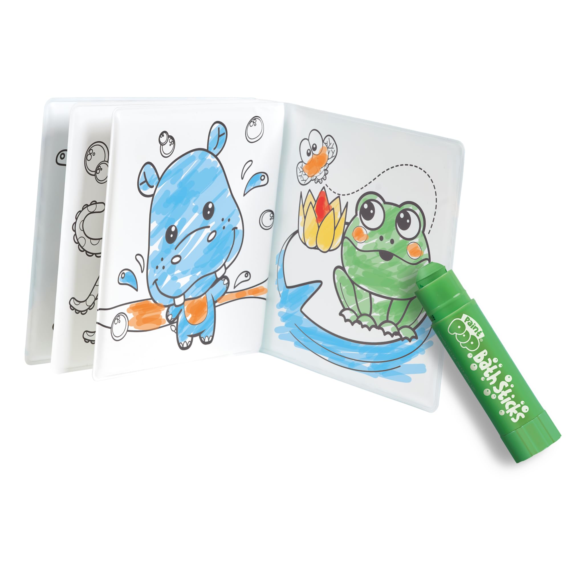 Bath Pop Colouring Book and 5 Bath Sticks - Washable Paint Set | Toddler Bath Toy | Ages 3+ 2