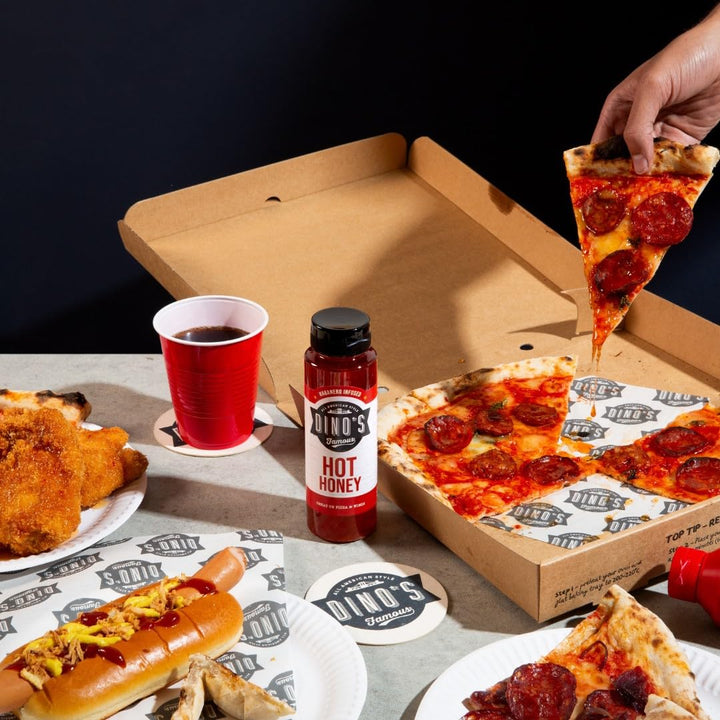 Dino's Famous Hot Honey Habanero Infused Sauce - Sweet & Spicy Drizzle, 350g