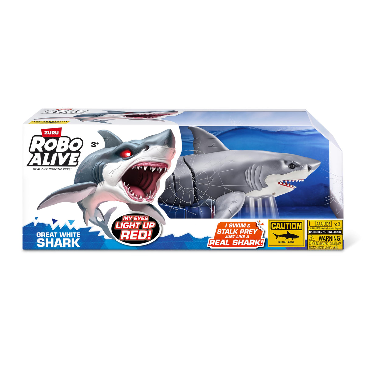 Robo Alive Great White Shark Series 1 - 40 cm, Water-Activated, Light-Up Eyes