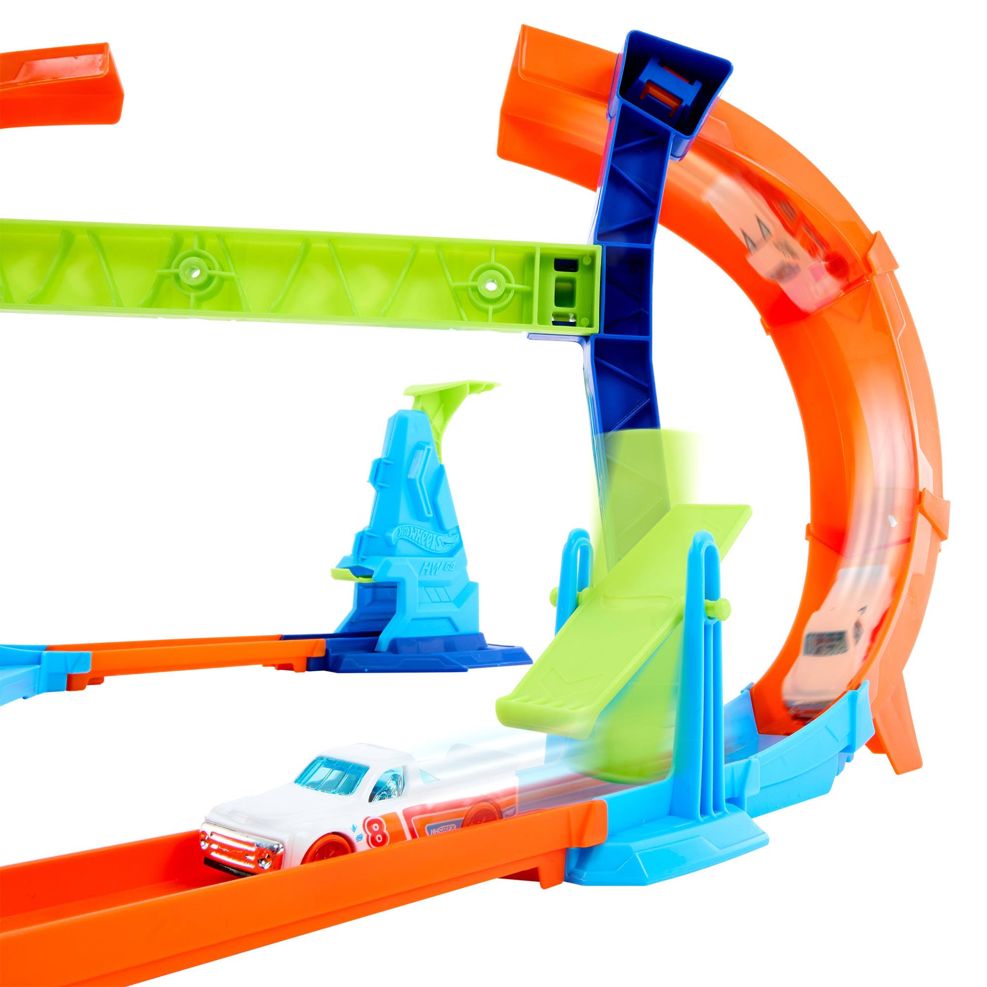Hot Wheels Stunt Tracks Corkscrew Jump Track Set with 1:64 Scale Car | Ages 4+ | Model JFH36 2