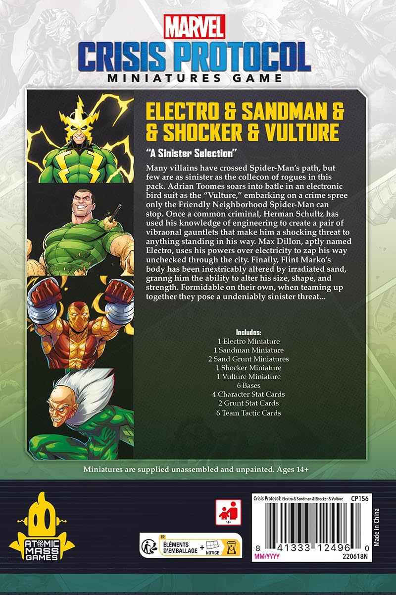 Atomic Mass Games Marvel Crisis Protocol Character Pack: Electro, Sandman, Shocker & Vulture (FFGCP156)