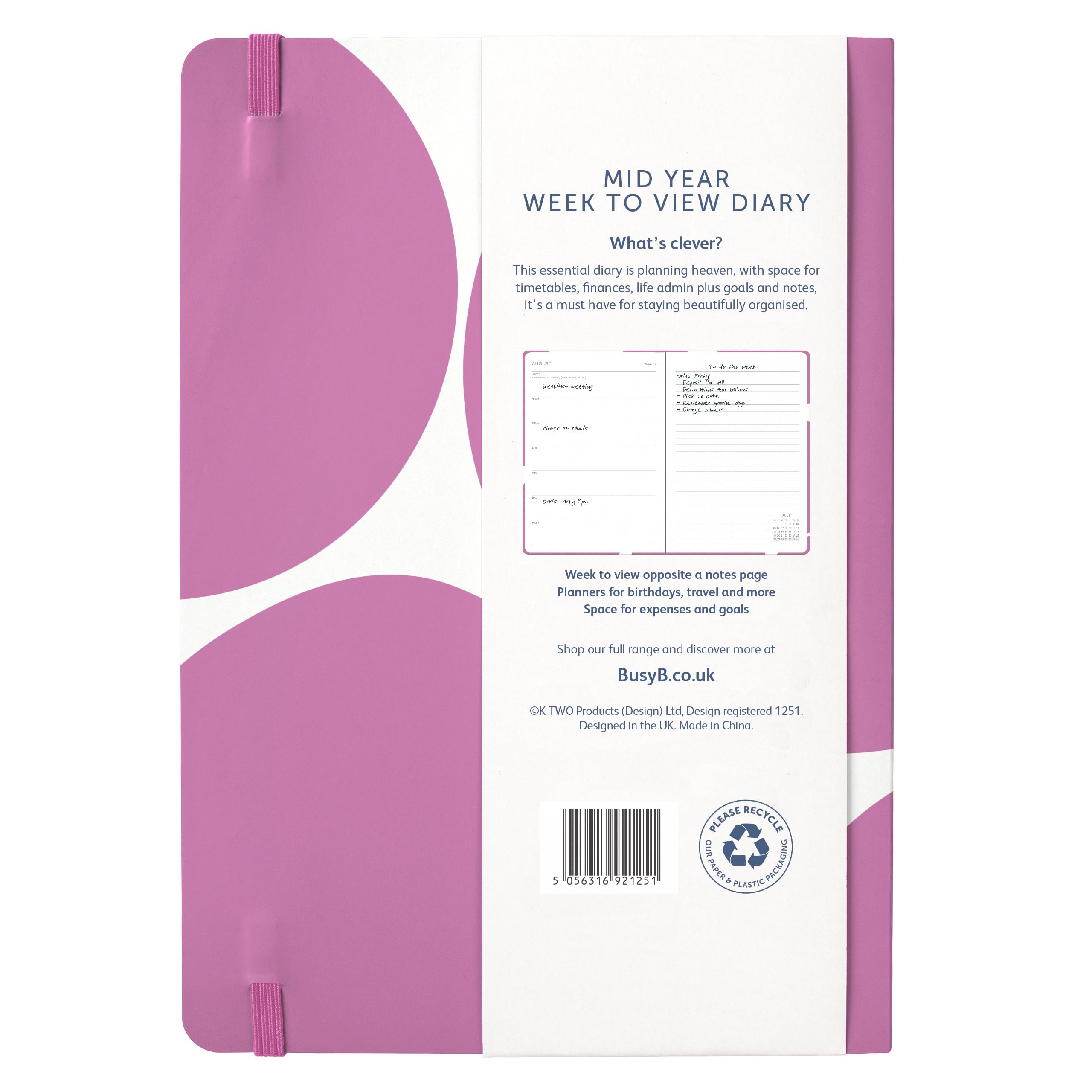 Busy B A5 Week-to-View Appointment Book & Planner - Academic Diary Aug '26 to Aug '27 | Spot Design 3
