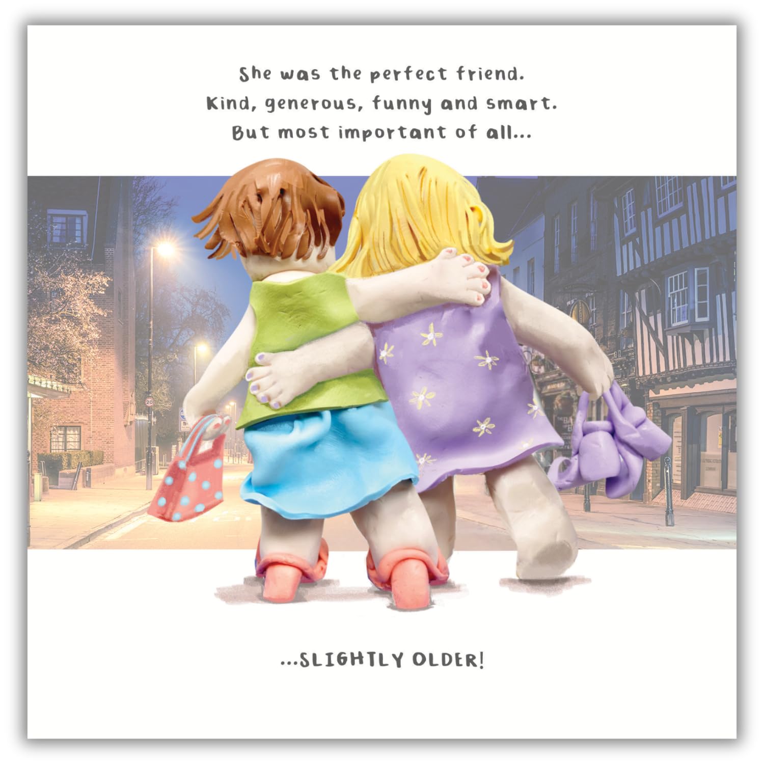Emotional Rescue Birthday Card for Friend - Ladies Walking at Night Greetings | 16.5 x 16.5 cm 1