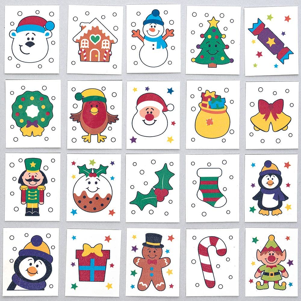 Baker Ross Christmas Chums Temporary Tattoos - Pack of 80 Assorted Festive Designs 3