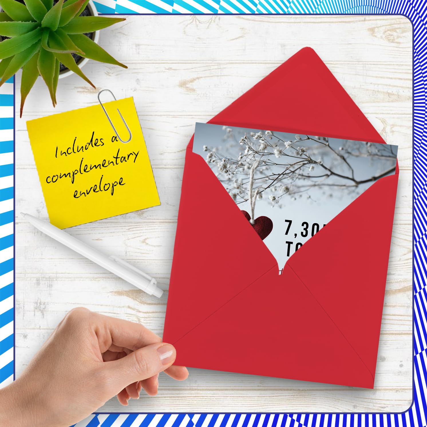 Stuff4 20th Anniversary Card for Women & Men | 7305 Days Together | Blank Inside | 145mm Square 5