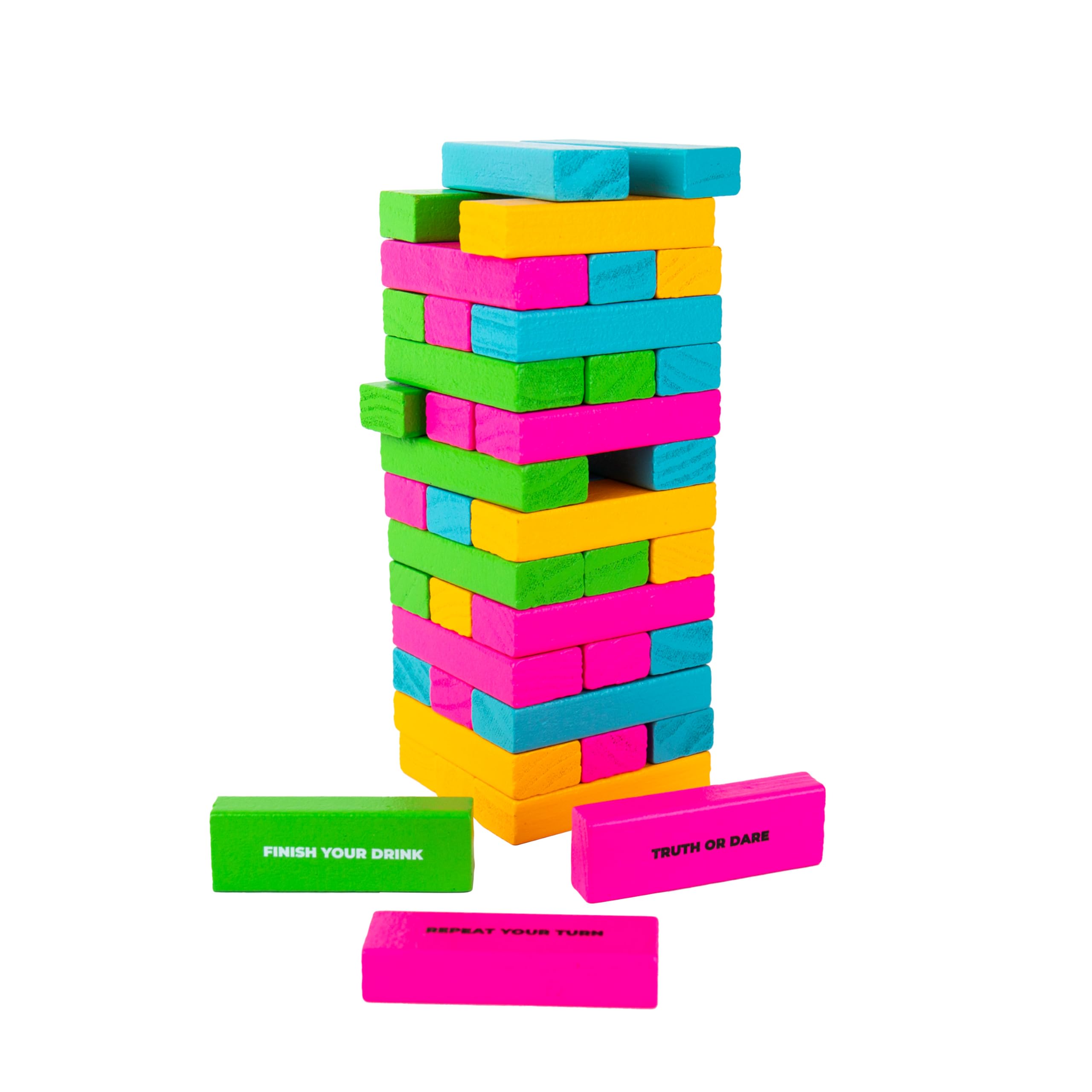 Tipsy Topple Tower - Adult Drinking Game with 48 Wooden Blocks 2